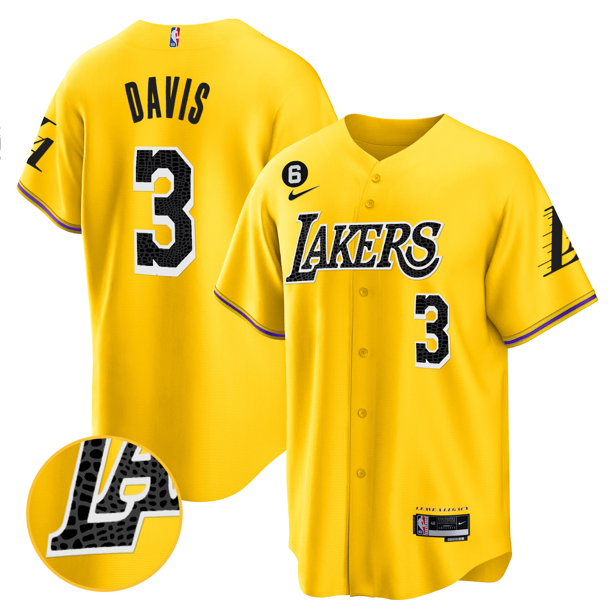 Anthony Davis Men's Los Angeles Lakers Cool Base Mamba Gold Jersey - All Stitched