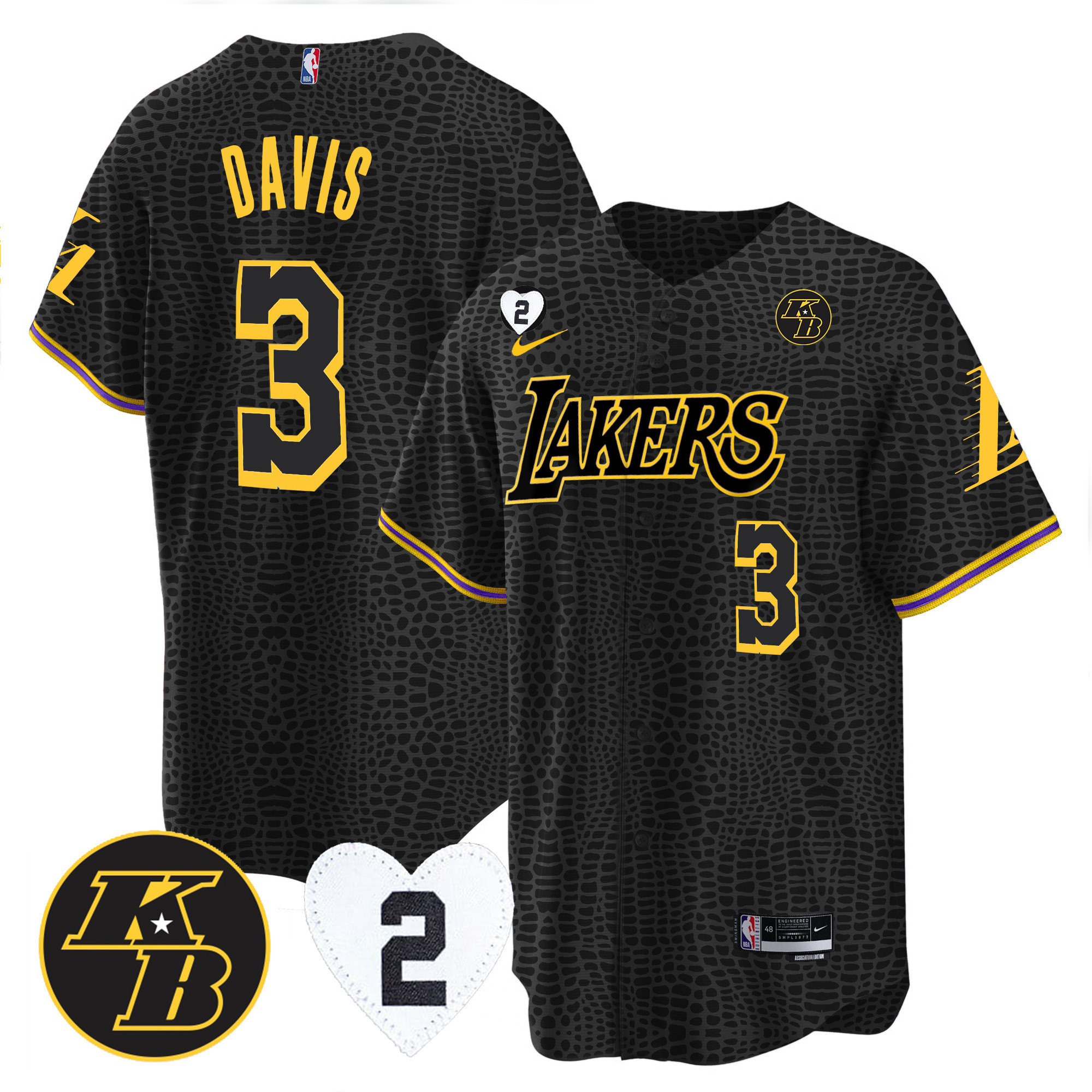 Anthony Davis Men's Los Angeles Lakers Cool Base Mamba Kobe & GiGi Jersey - All Stitched