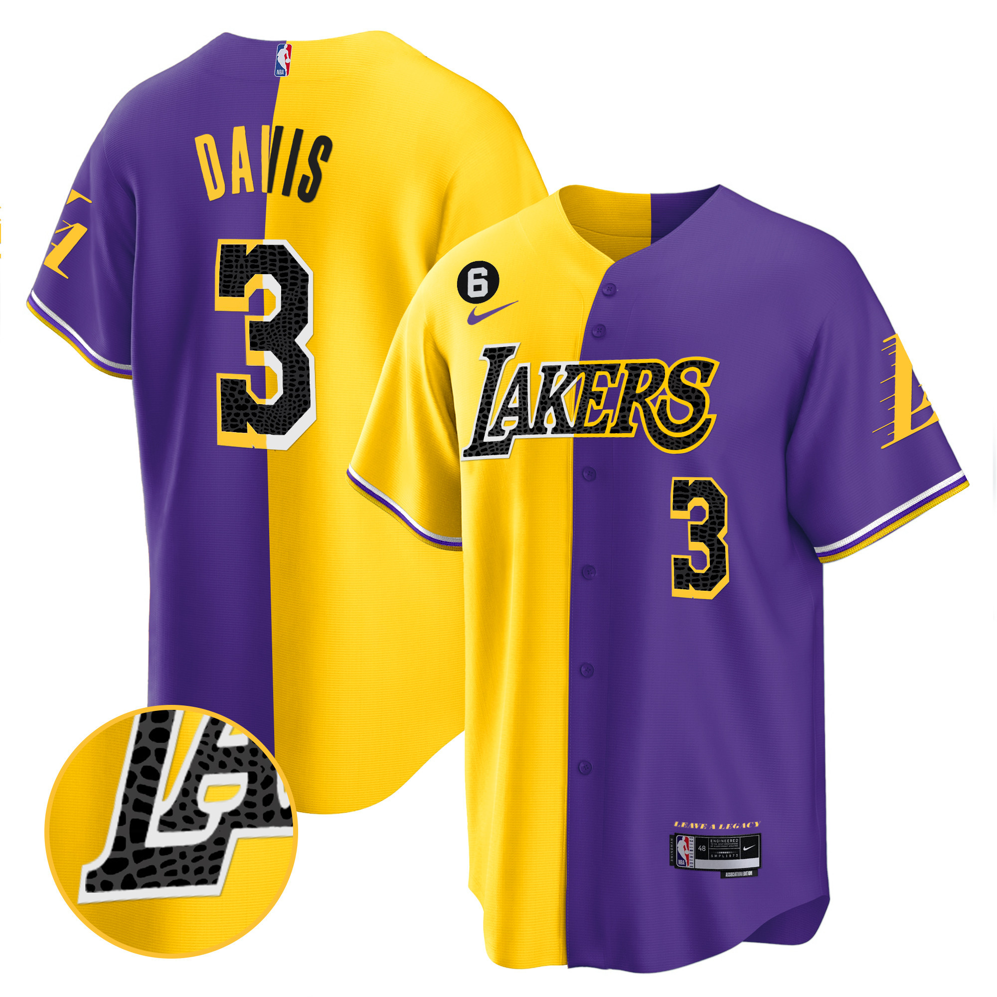 Anthony Davis Men's Los Angeles Lakers Cool Base Mamba Split Jersey - All Stitched