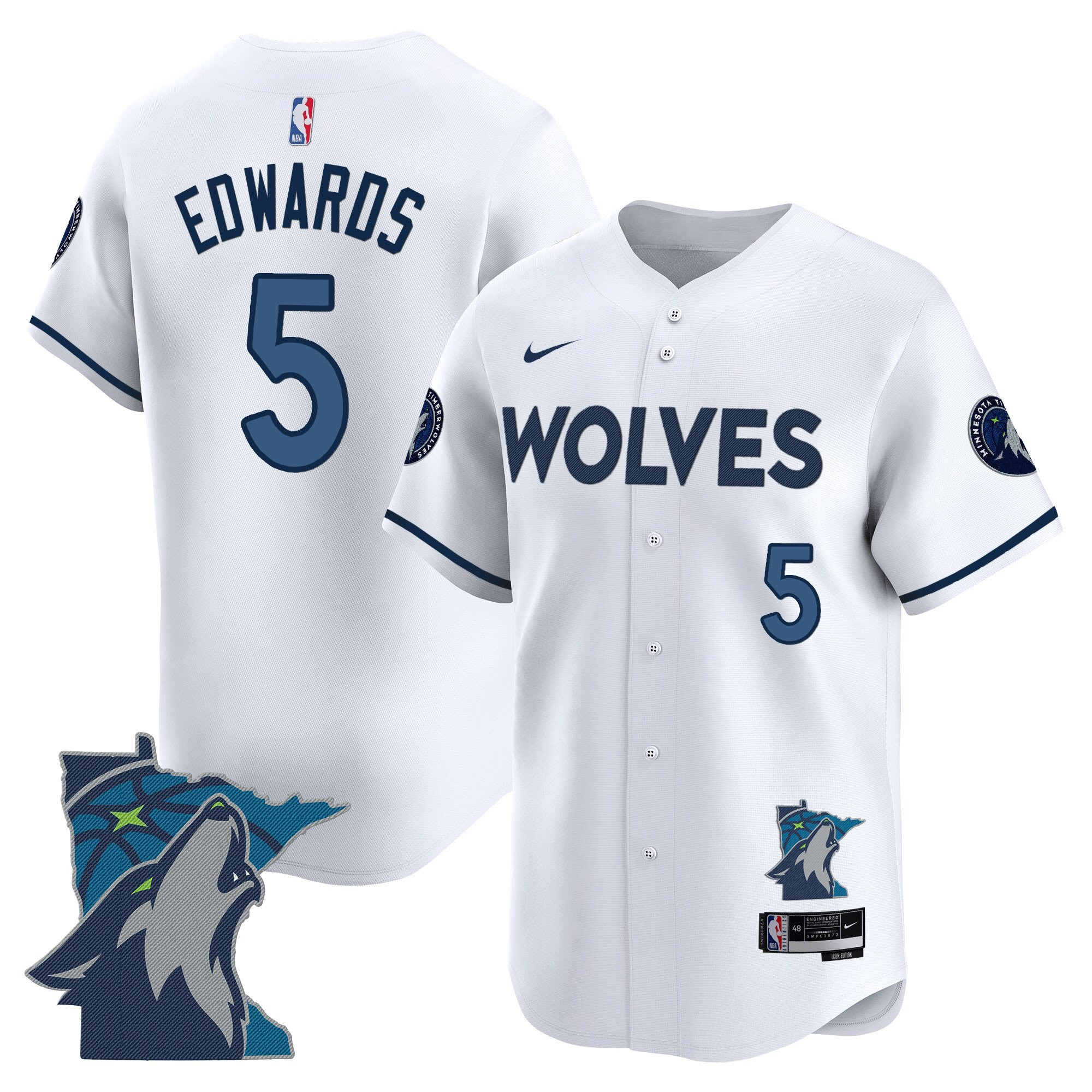 Anthony Edwards Men's Minnesota Timberwolves 2025 Vapor Baseball Association Jersey - All Stitched