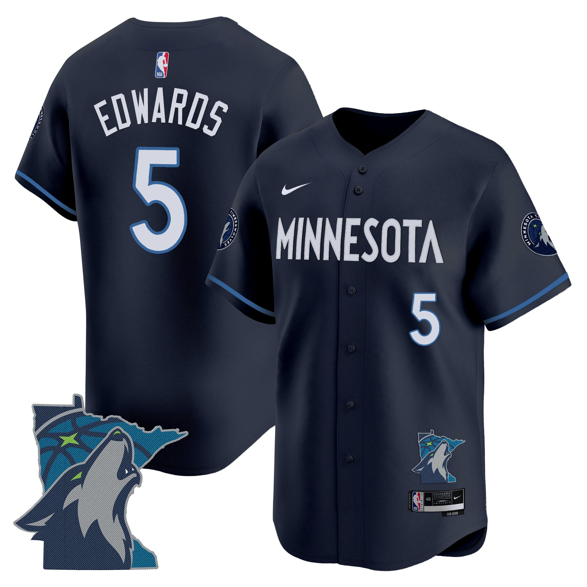 Anthony Edwards Men's Minnesota Timberwolves 2025 Vapor Baseball Icon Jersey - All Stitched