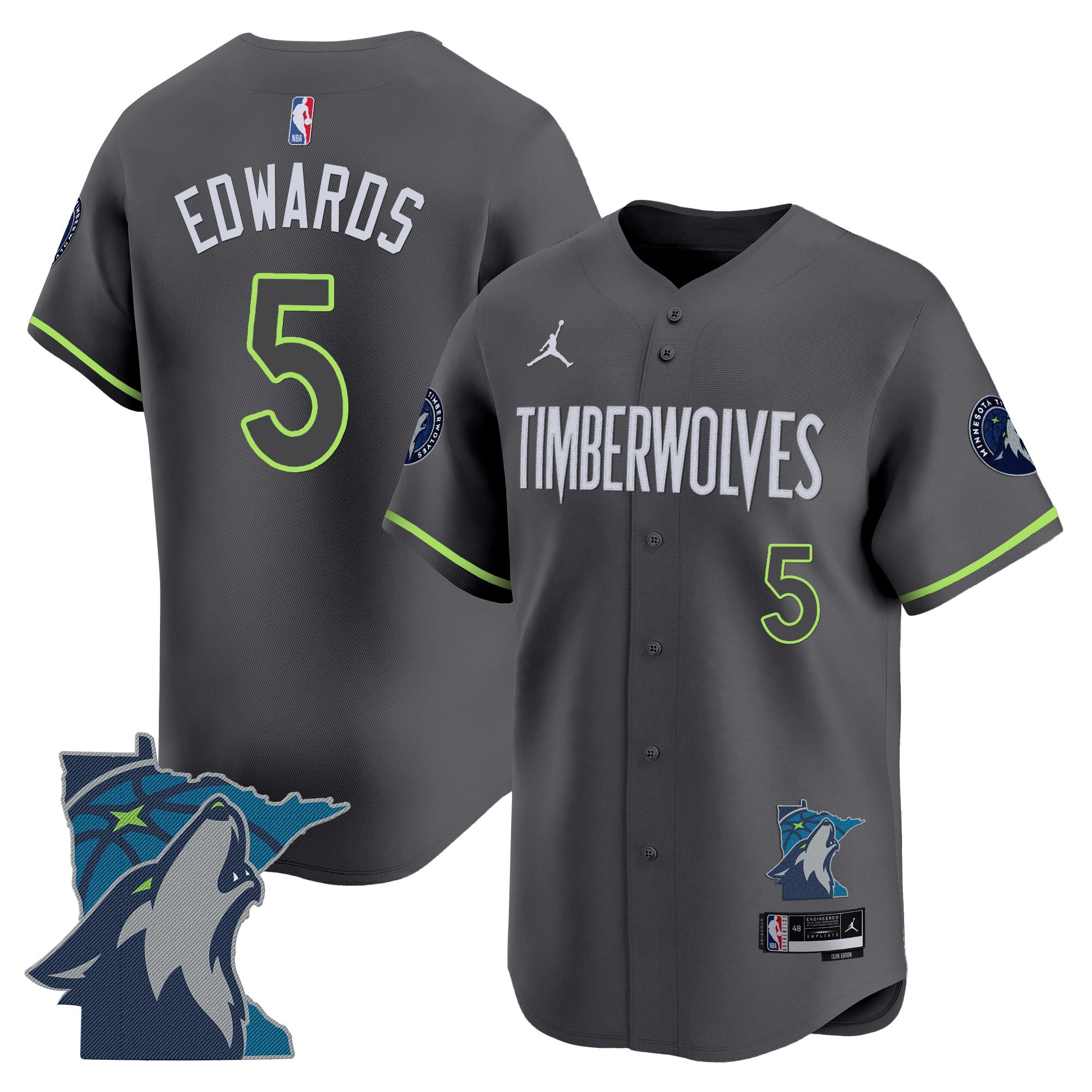Anthony Edwards Men's Minnesota Timberwolves 2025 Vapor Baseball Statement Jersey - All Stitched