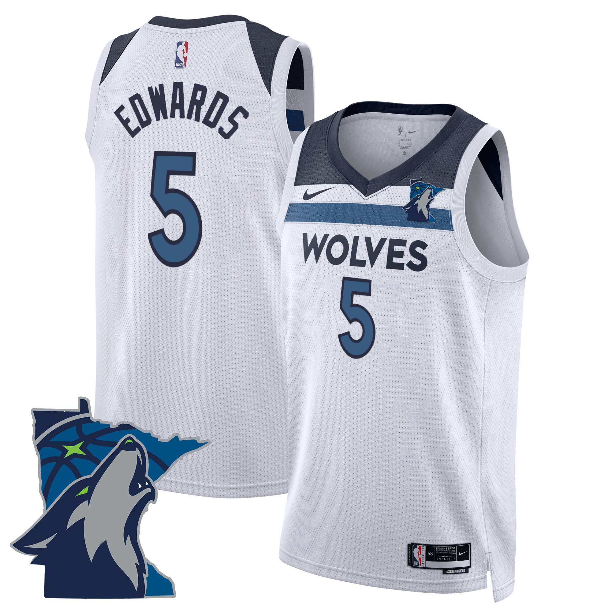 Anthony Edwards Men's Minnesota Timberwolves Swingman Association Jersey - Minnesota Patch - All Stitched