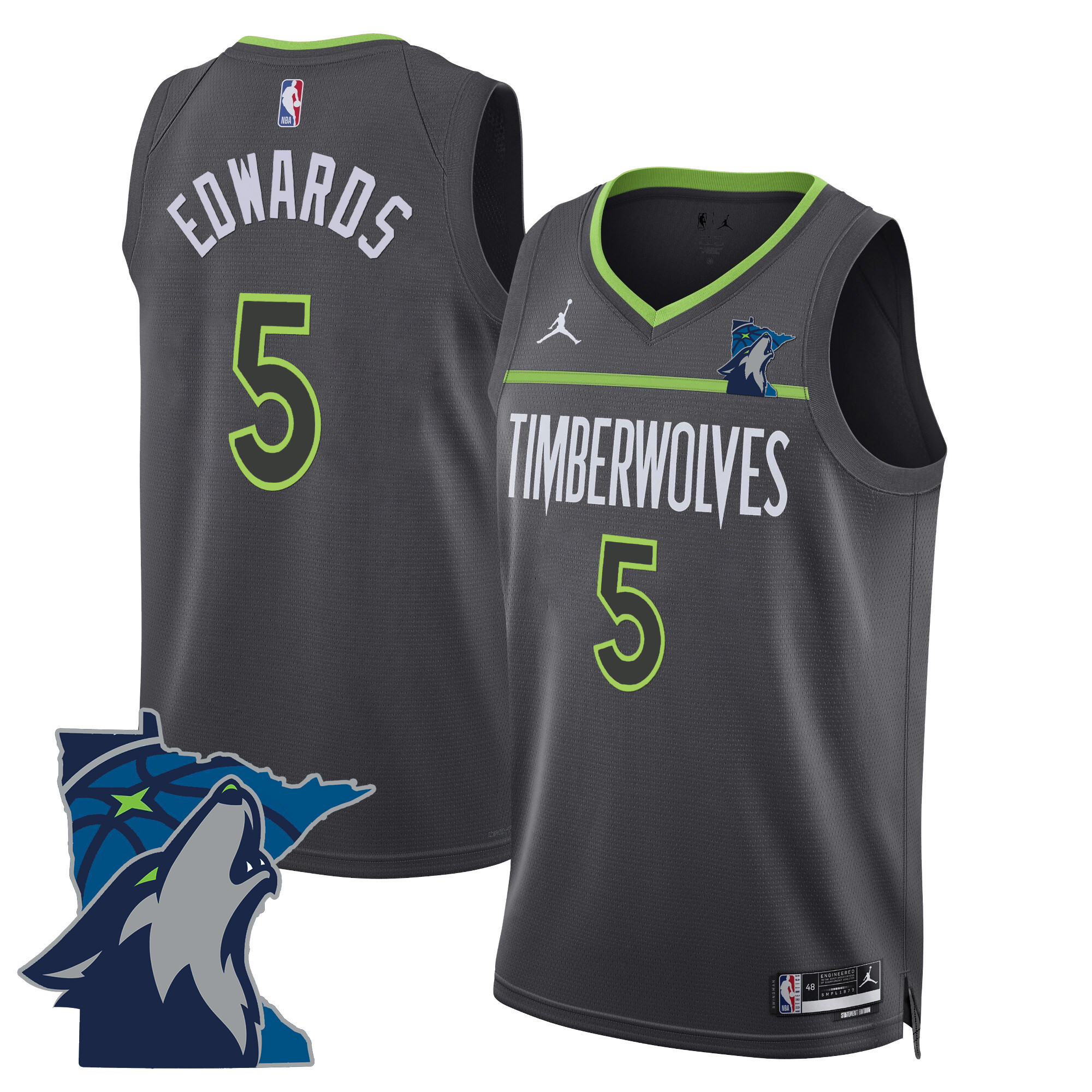Anthony Edwards Men's Minnesota Timberwolves Swingman Statement Jersey - Minnesota Patch - All Stitched
