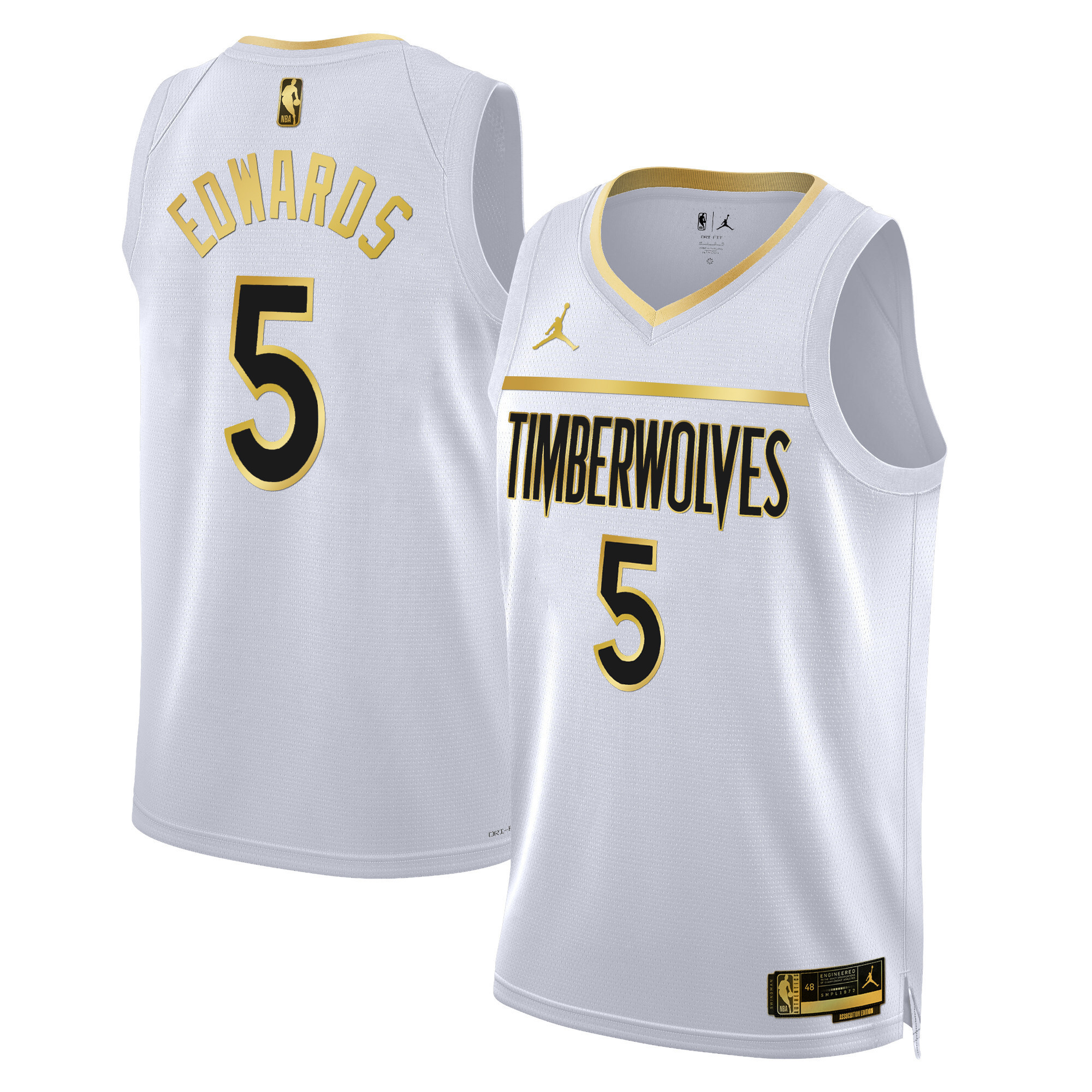 Anthony Edwards Men's Minnesota Timberwolves Swingman White Gold Jersey - All Stitched