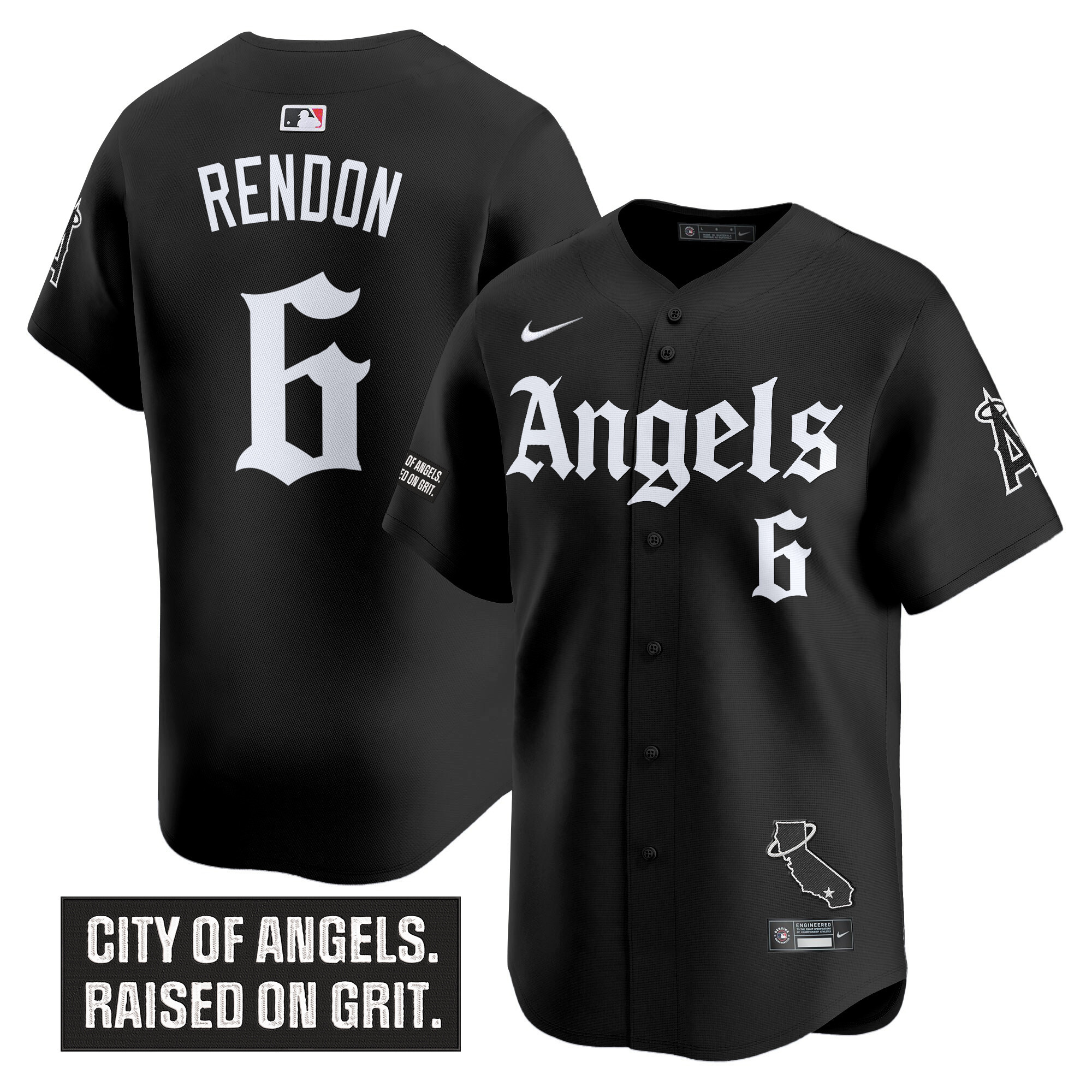 Anthony Rendon Men's Los Angeles Angels Gothic Halo Edition Vapor Premier Limited Black Jersey - All Stitched