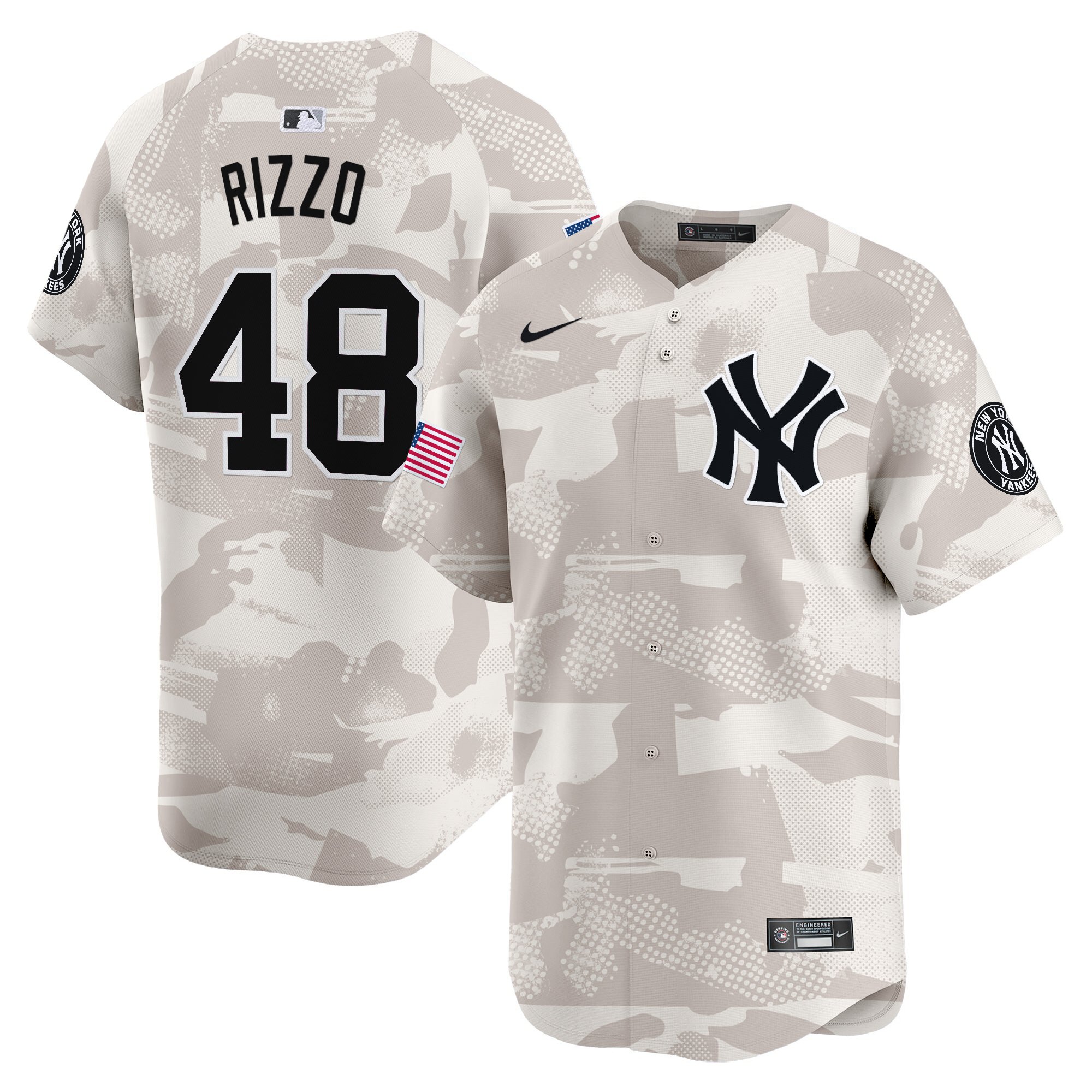 Anthony Rizzo Men's New York Yankees 2025 Armed Forces Day Vapor Premier Limited Camo Jersey - Stitched