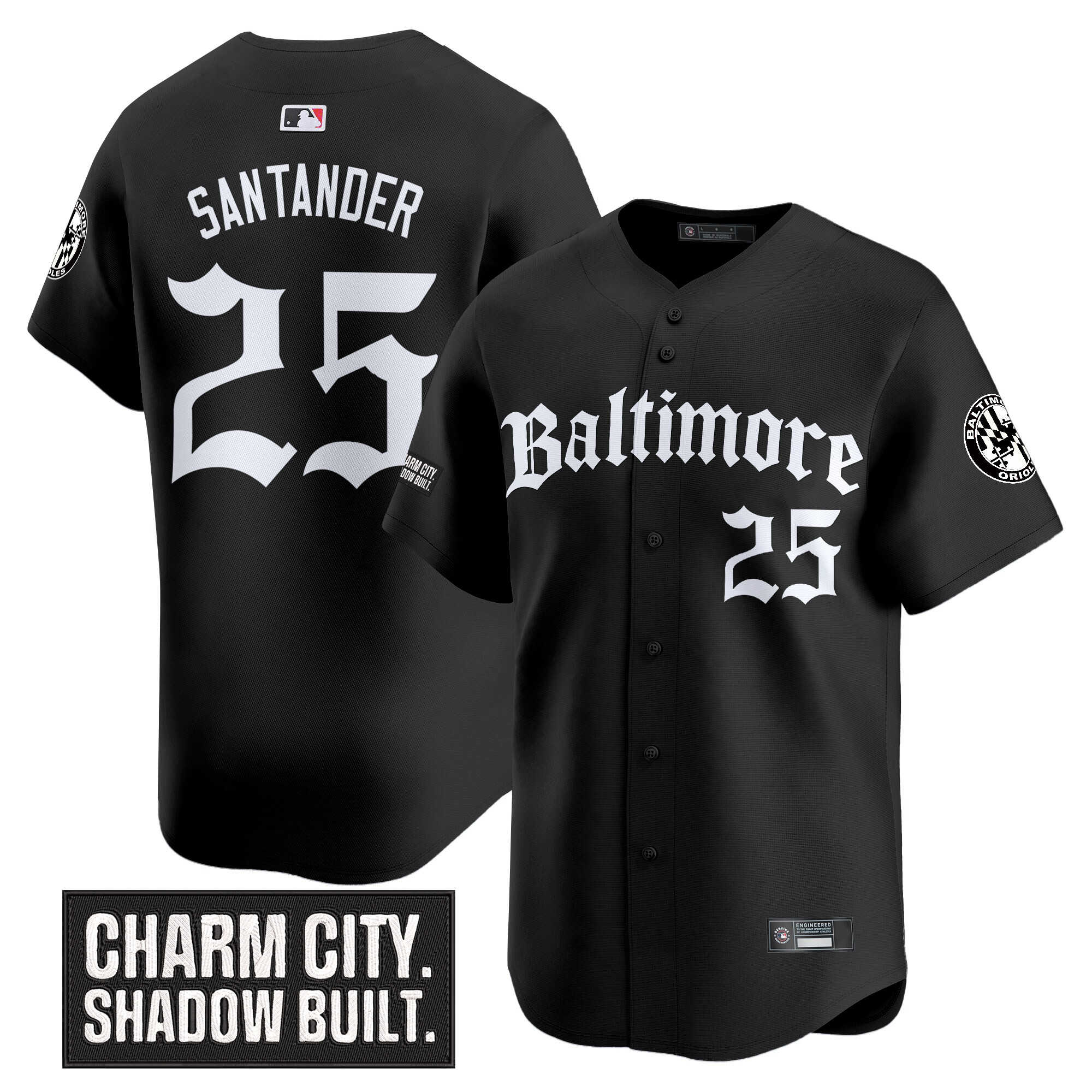 Anthony Santander Men's Baltimore Orioles Gothic Harbor Edition Vapor Premier Limited Black Jersey - All Stitched