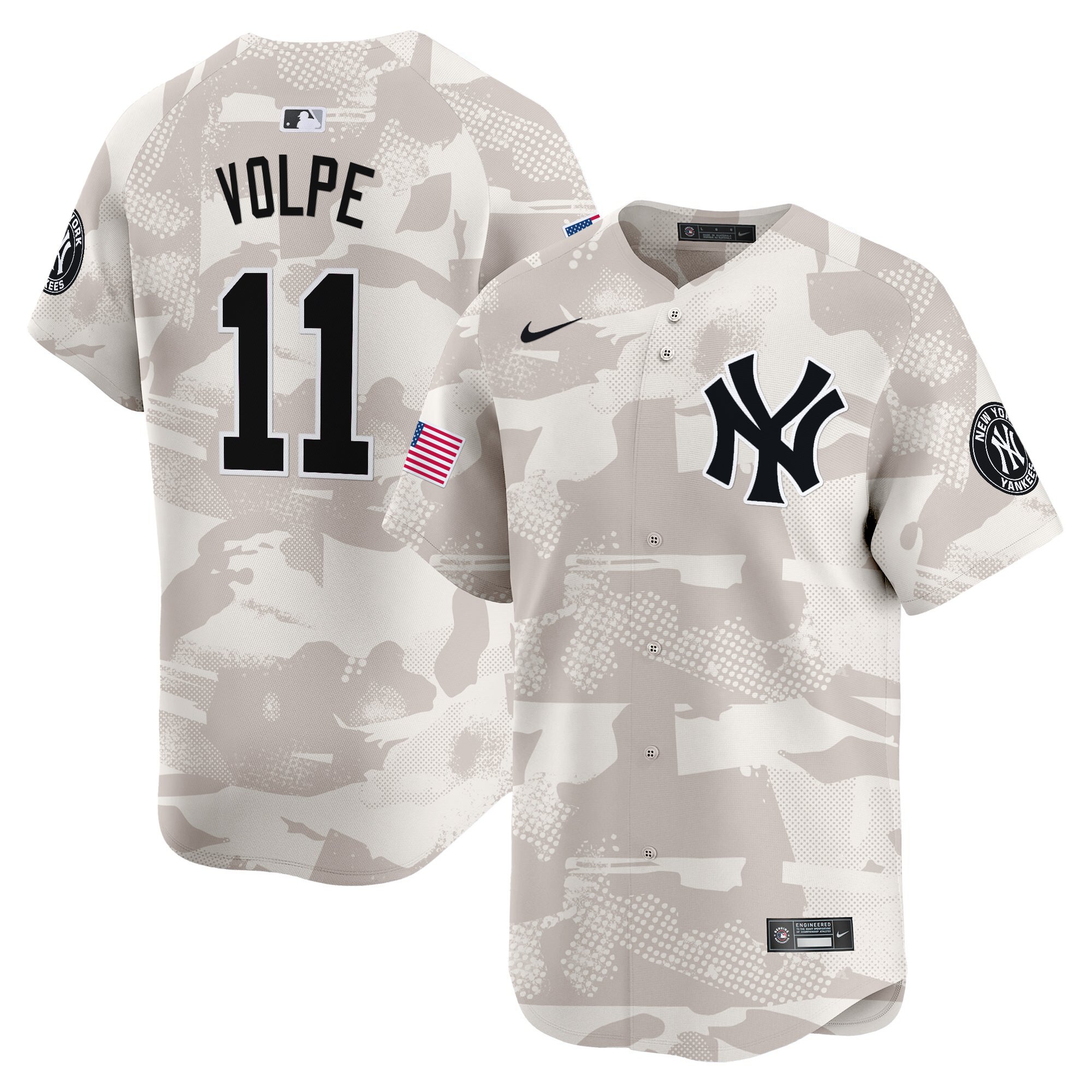 Anthony Volpe Men's New York Yankees 2025 Armed Forces Day Vapor Premier Limited Camo Jersey - Stitched