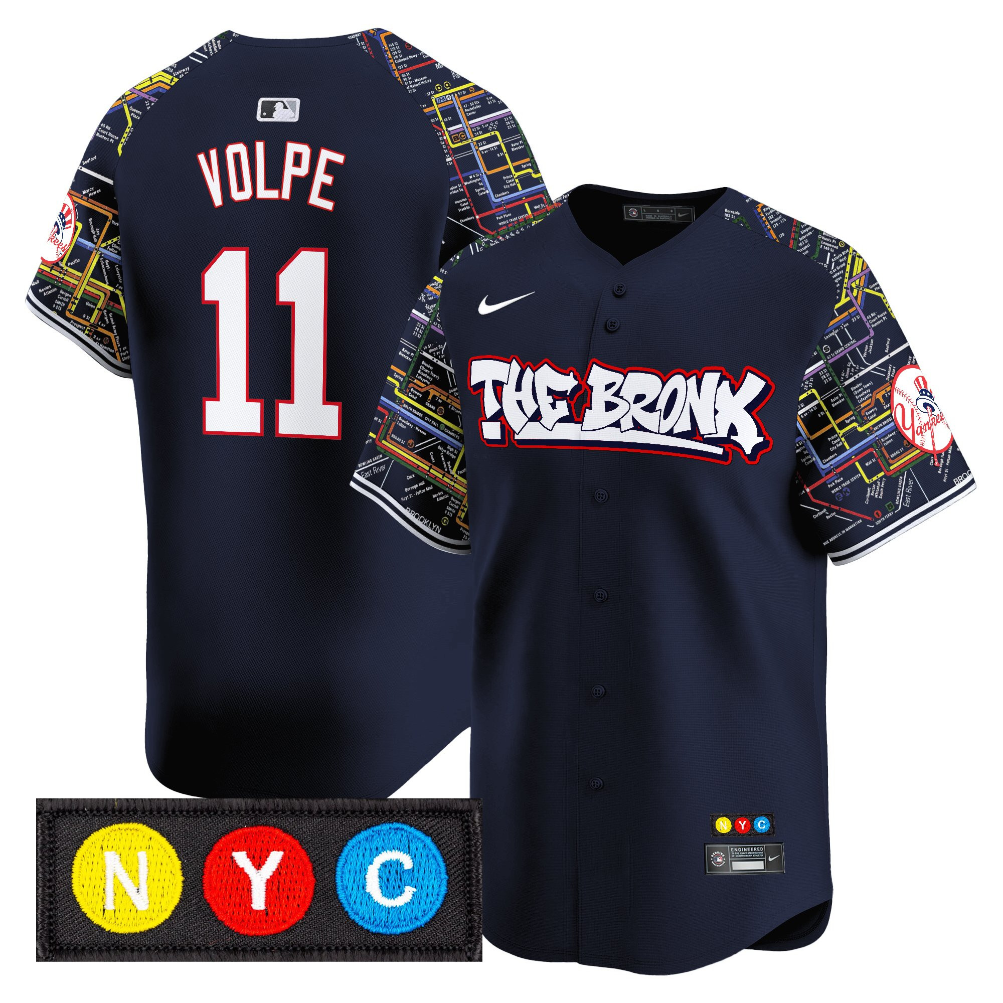 Anthony Volpe Men's New York Yankees The Bronx Subway Style Vapor Premier Limited Navy Jersey - Stitched