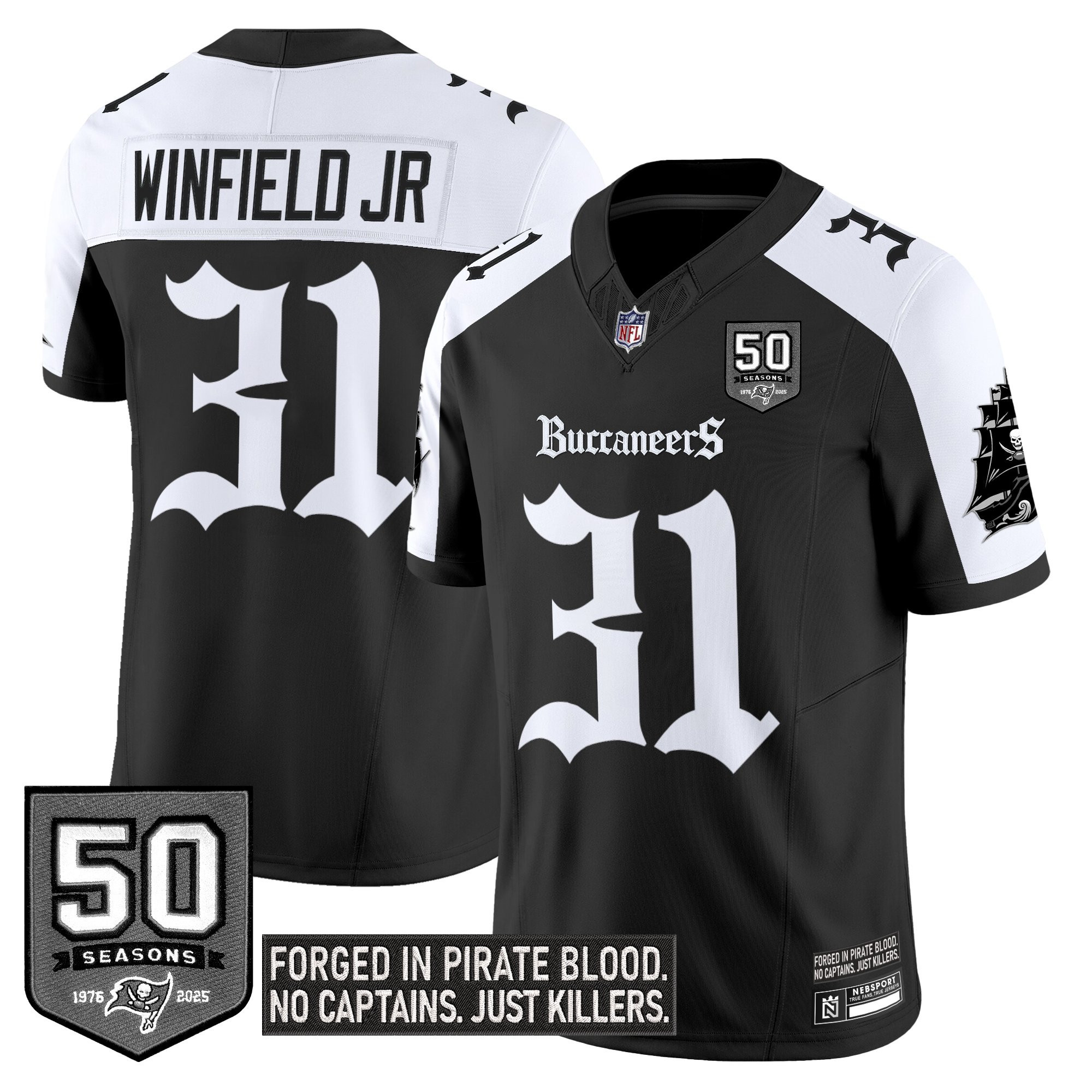 Antoine Winfield Jr. Men's Tampa Bay Buccaneers Gothic Pirate Shadows Edition Limited Alternate Jersey - All Stitched