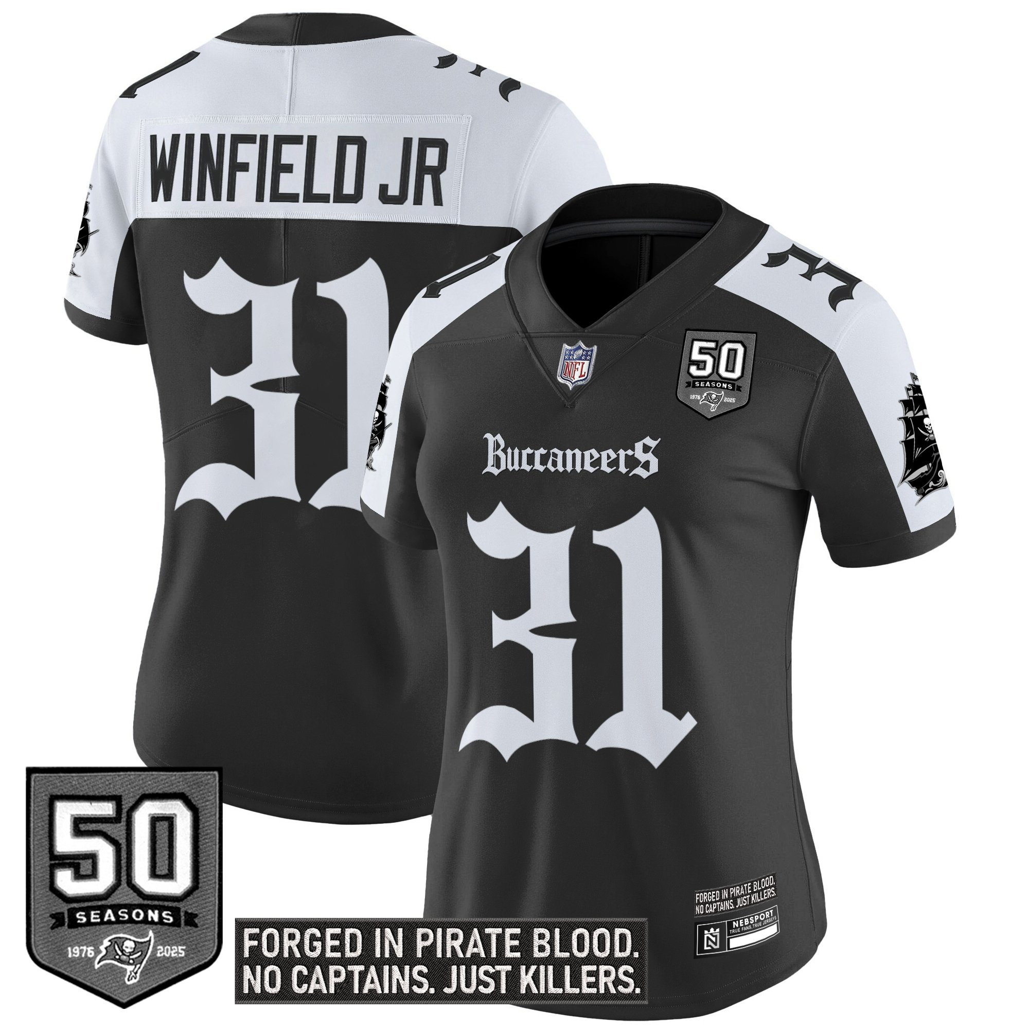 Antoine Winfield Jr. Women's Tampa Bay Buccaneers Gothic Pirate Shadows Edition Vapor Limited Alternate Jersey - All Stitched
