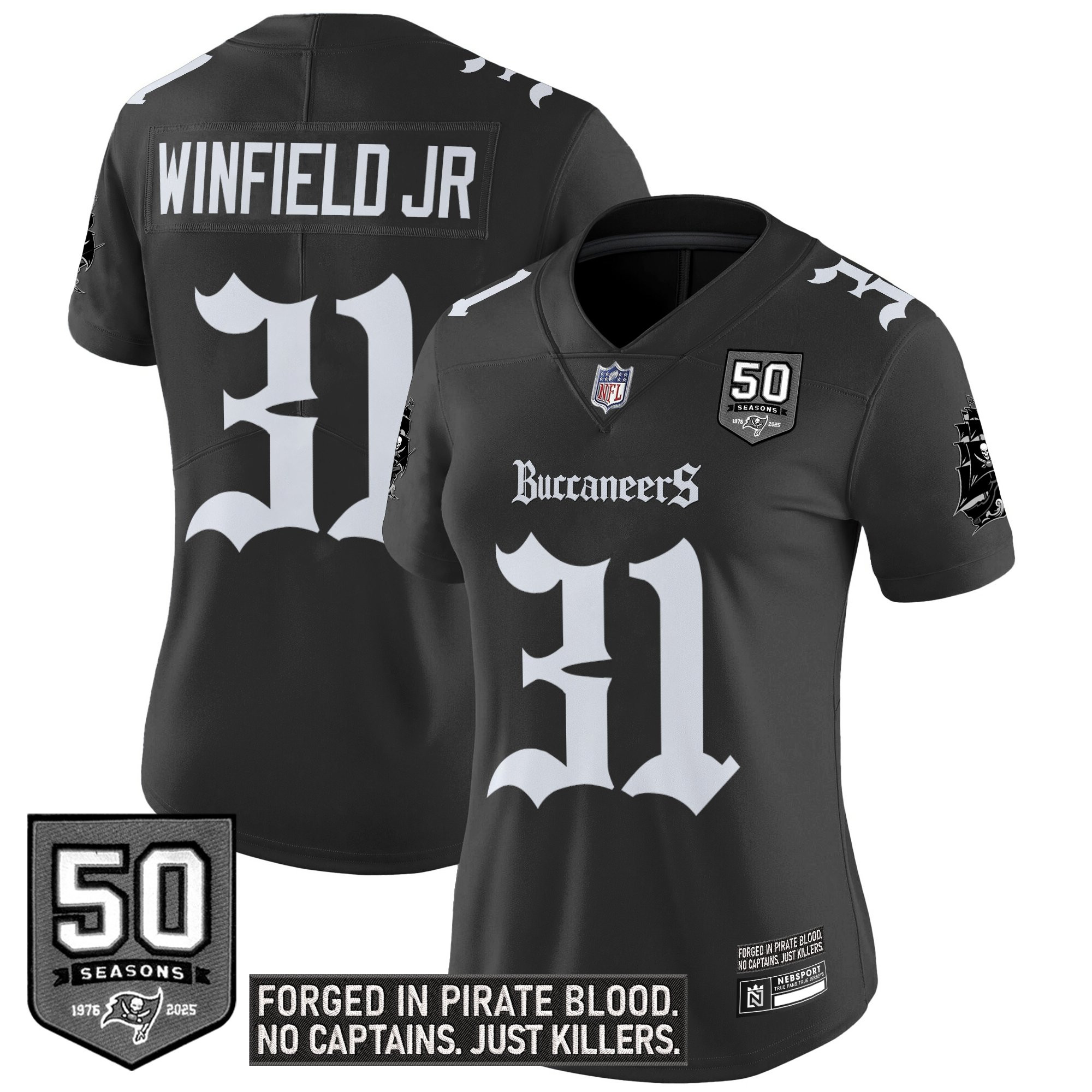 Antoine Winfield Jr. Women's Tampa Bay Buccaneers Gothic Pirate Shadows Edition Vapor Limited Black Jersey - All Stitched