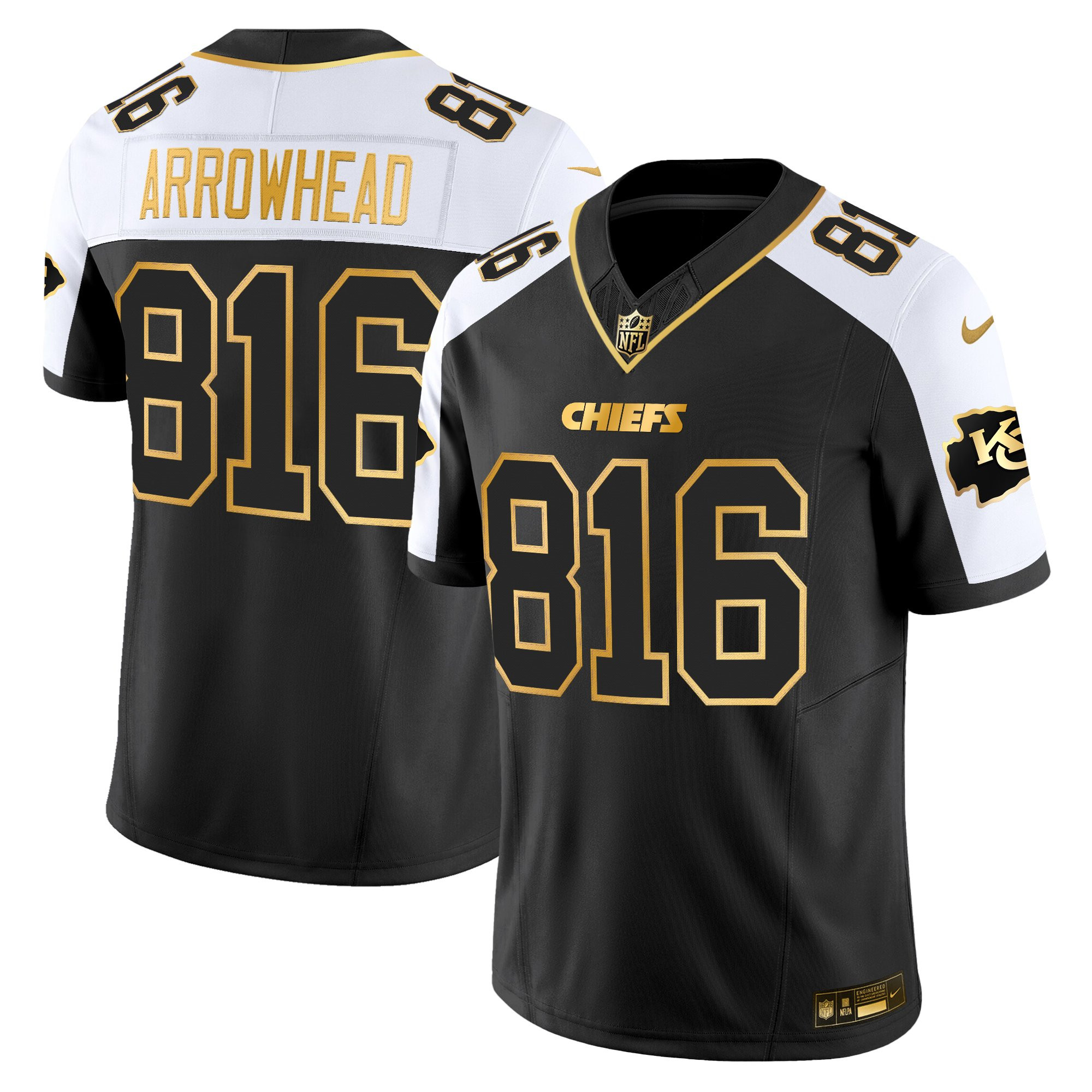 Arrowhead 816 Men's Kansas City Chiefs 2025 Gold Vapor Limited Alternate Jersey - All Stitched