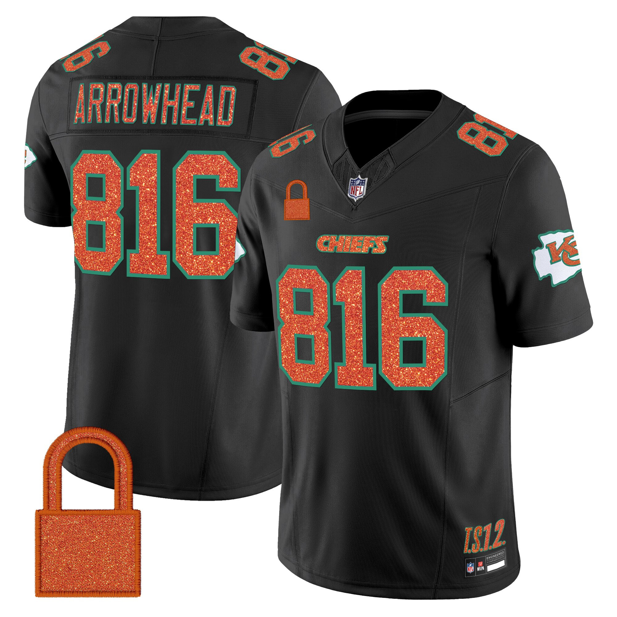 Arrowhead 816 Men's Kansas City Chiefs Taylor Swift - TS12 - The Life of a Showgirl Vapor Limited Black Jersey - All Stitched