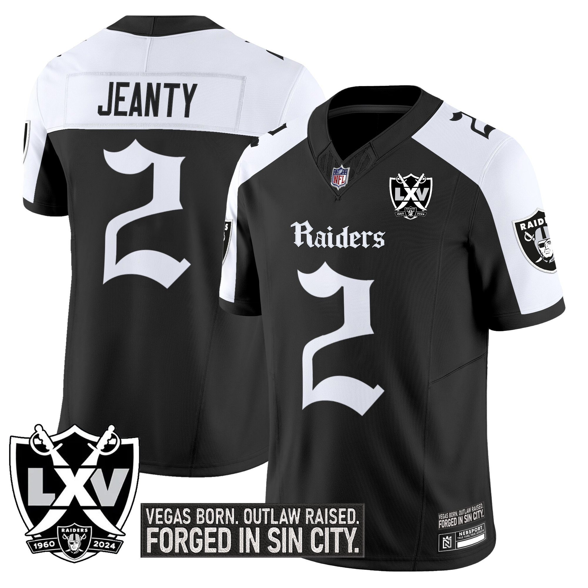 Asthon Jeanty Men's Las Vegas Raiders Gothic Sin City Shadows Edition Vapor Limited Altenate Jersey - All Stitched