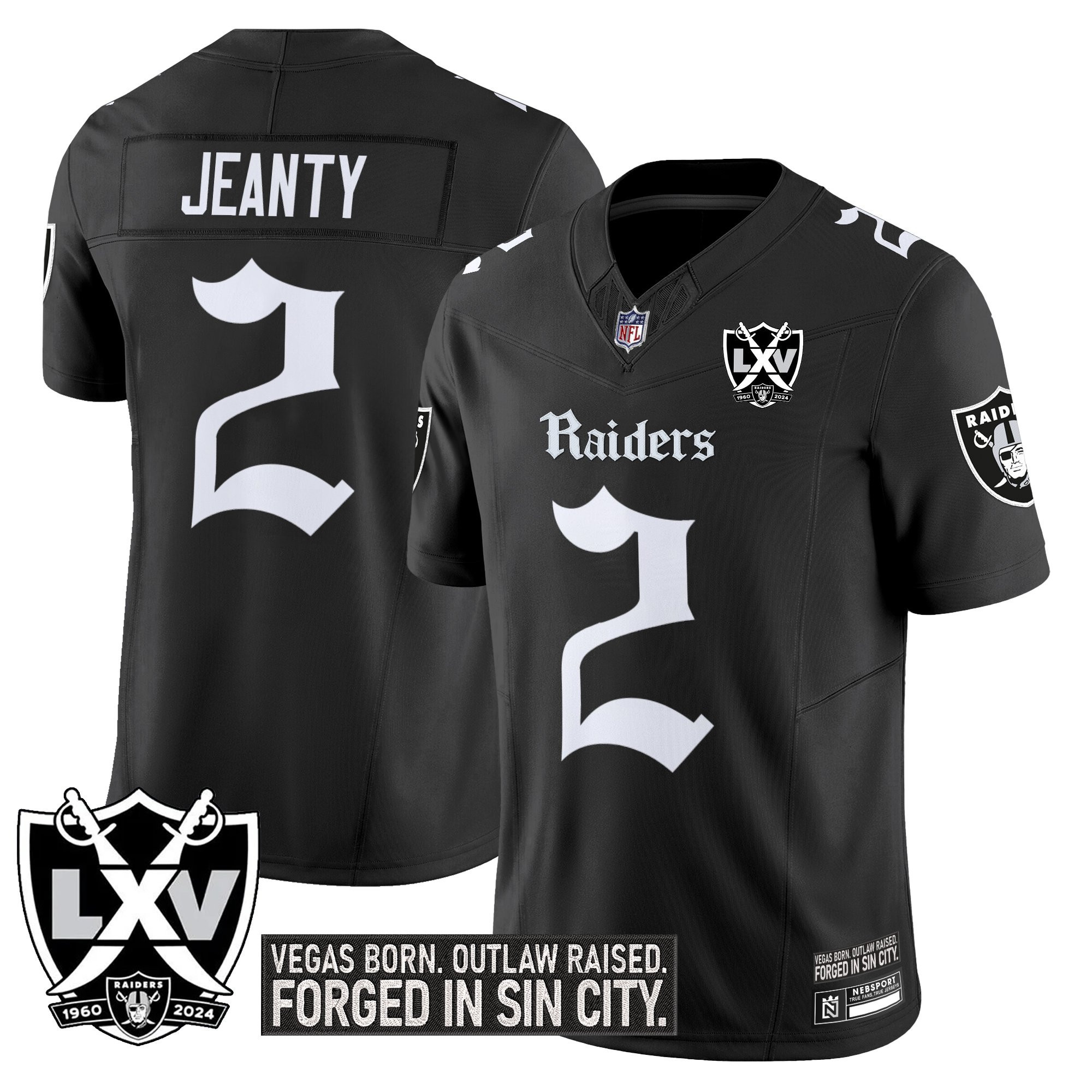 Asthon Jeanty Men's Las Vegas Raiders Gothic Sin City Shadows Edition Vapor Limited Black Jersey - All Stitched