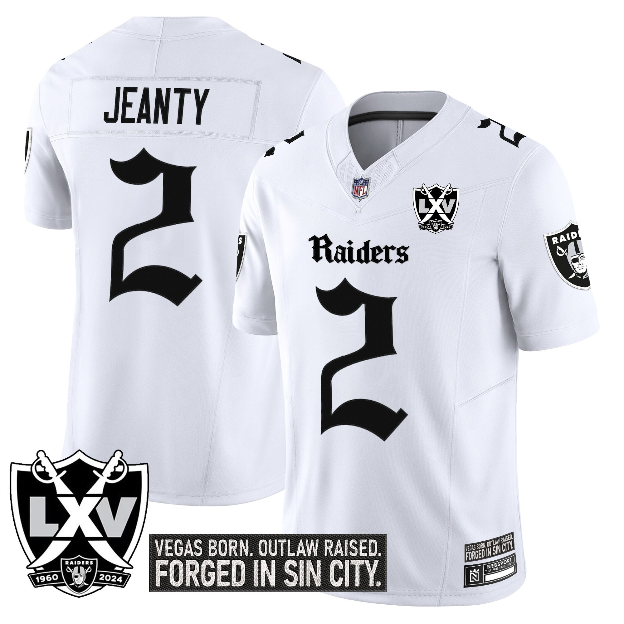 Asthon Jeanty Men's Las Vegas Raiders Gothic Sin City Shadows Edition Vapor Limited White Jersey - All Stitched