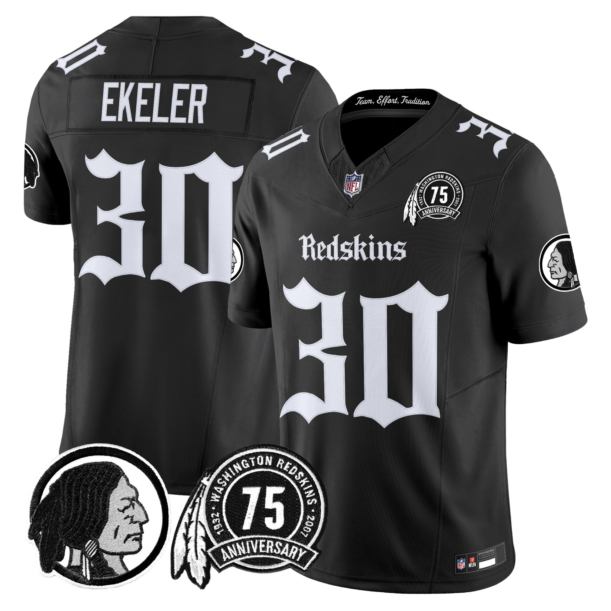 Austin Ekeler Men's Washington Commanders Gothic Capital Edition Vapor Limited Black Jersey - All Stitched