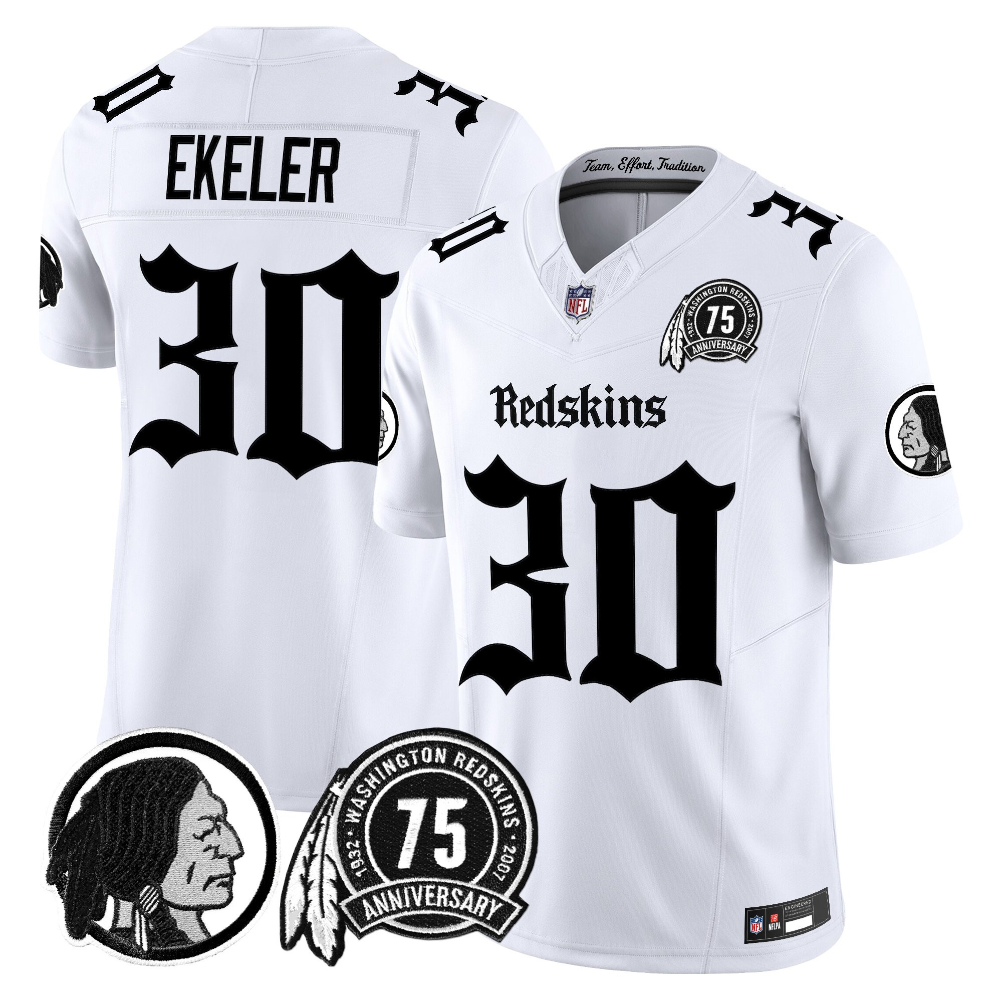 Austin Ekeler Men's Washington Commanders Gothic Capital Edition Vapor Limited White Jersey - All Stitched