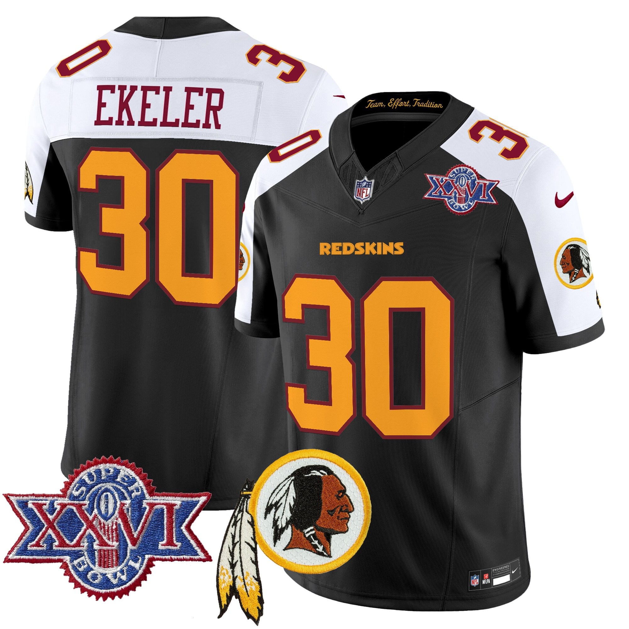 Austin Ekeler Men's Washington Commanders Throwback 1992 Super Bowl XXVI Patch Vapor Limited Black Alternate Jersey V3 - All Stitched