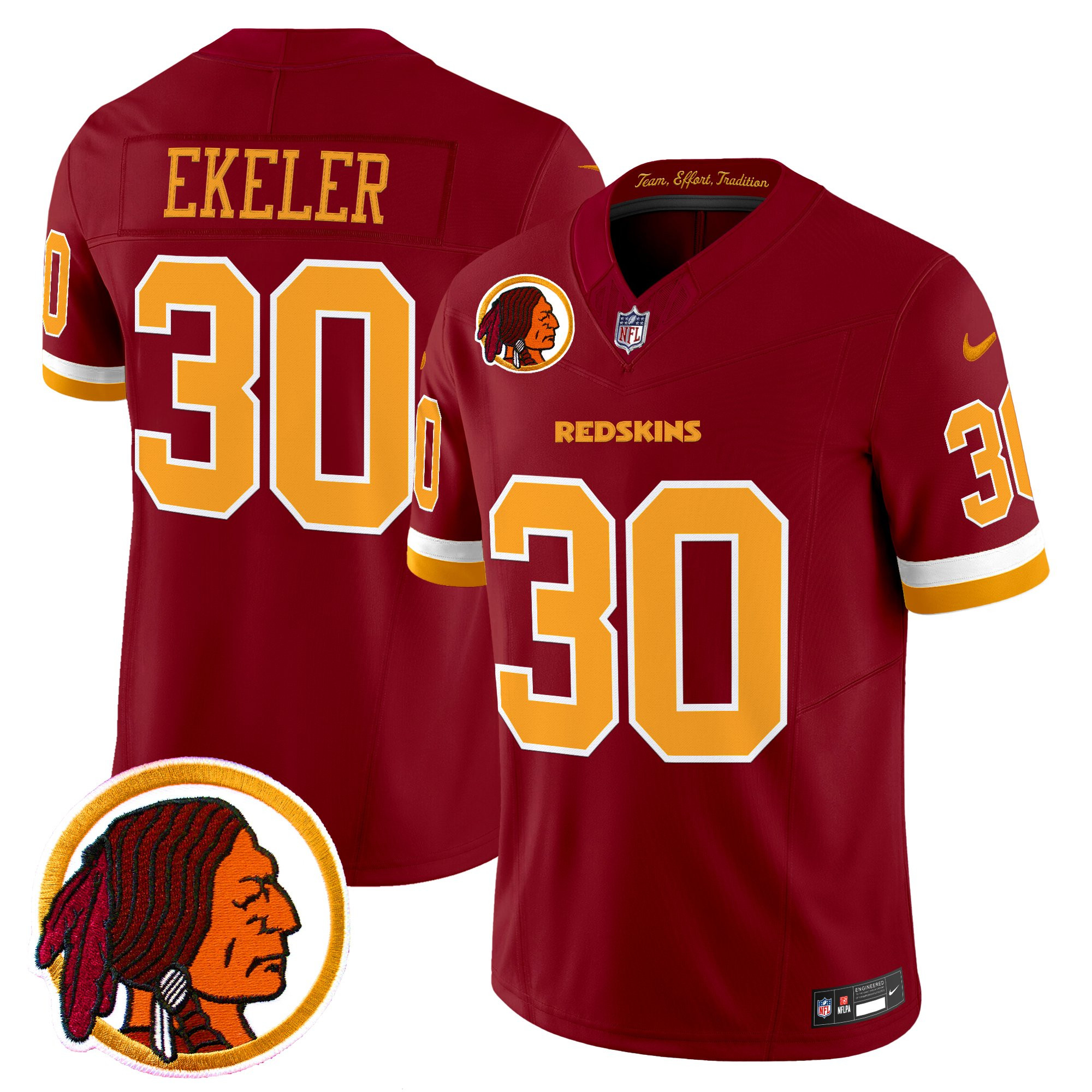 Austin Ekeler Men's Washington Commanders Throwback Vapor Limited Burgundy Jersey V2 - All Stitched
