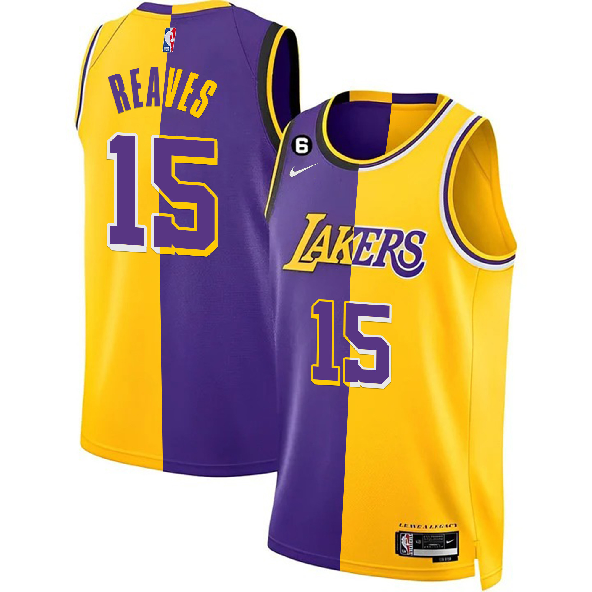 Austin Reaves Men's Los Angeles Lakers 2023 Split Jersey Collection - All Stitched