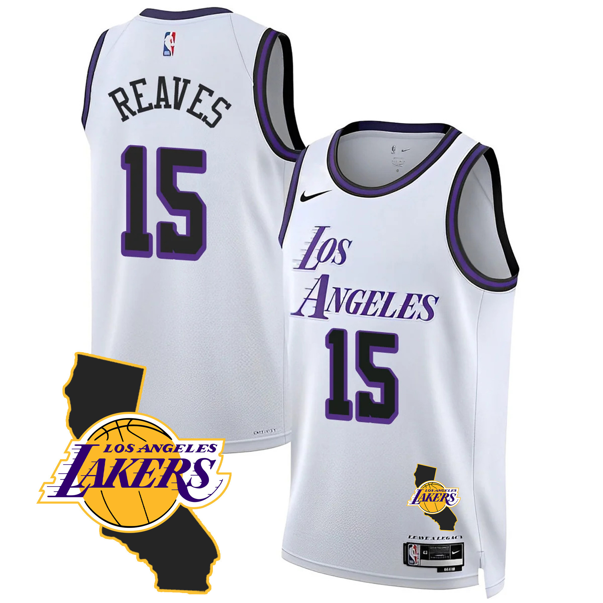 Austin Reaves Men's Los Angeles Lakers California Patch City Jersey - All Stitched