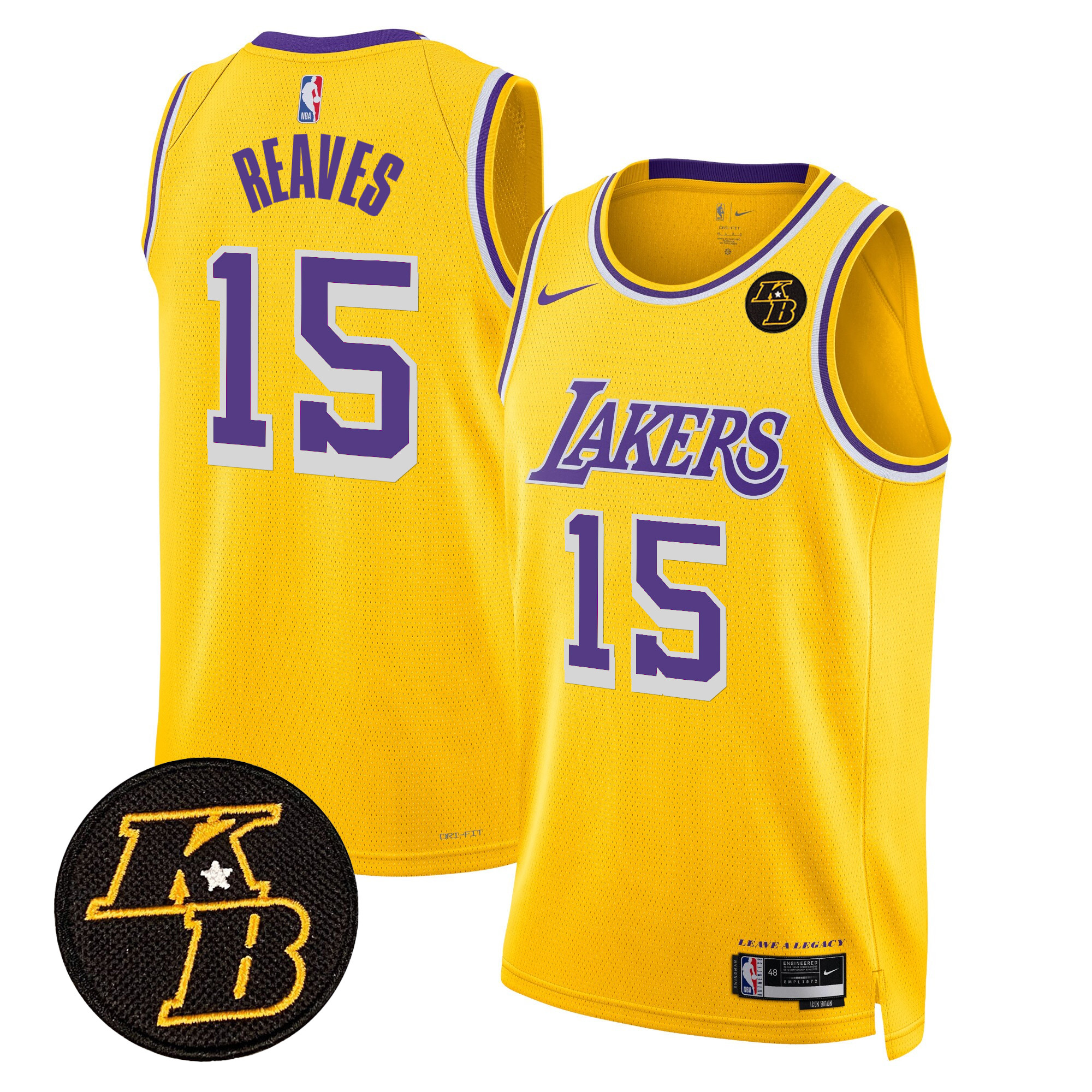 Austin Reaves Men's Los Angeles Lakers Kobe Bryant Patch Swingman Icon Jersey - All Stitched