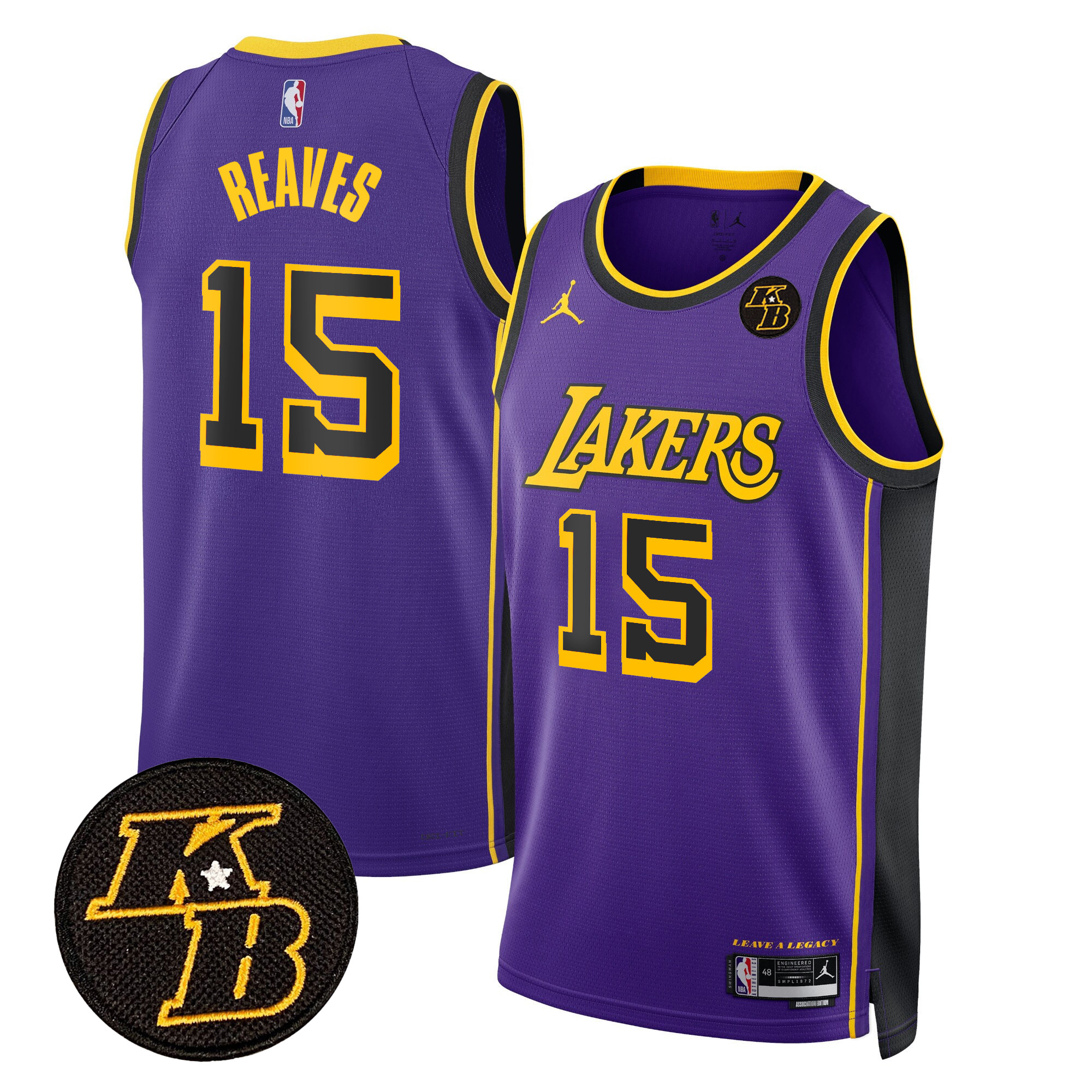 Austin Reaves Men's Los Angeles Lakers Kobe Bryant Patch Swingman Statement Jersey - All Stitched