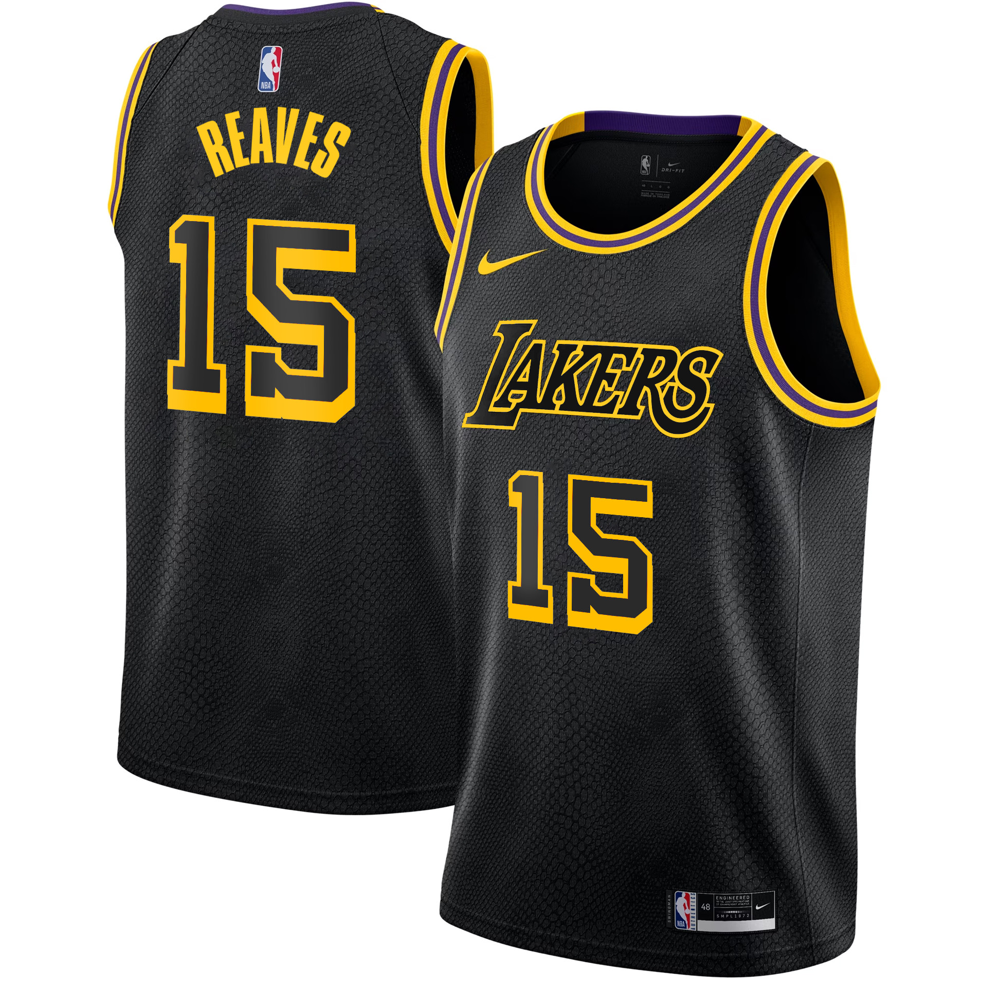 Austin Reaves Men's Los Angeles Lakers Swingman Black Mamba Jersey - All Stitched