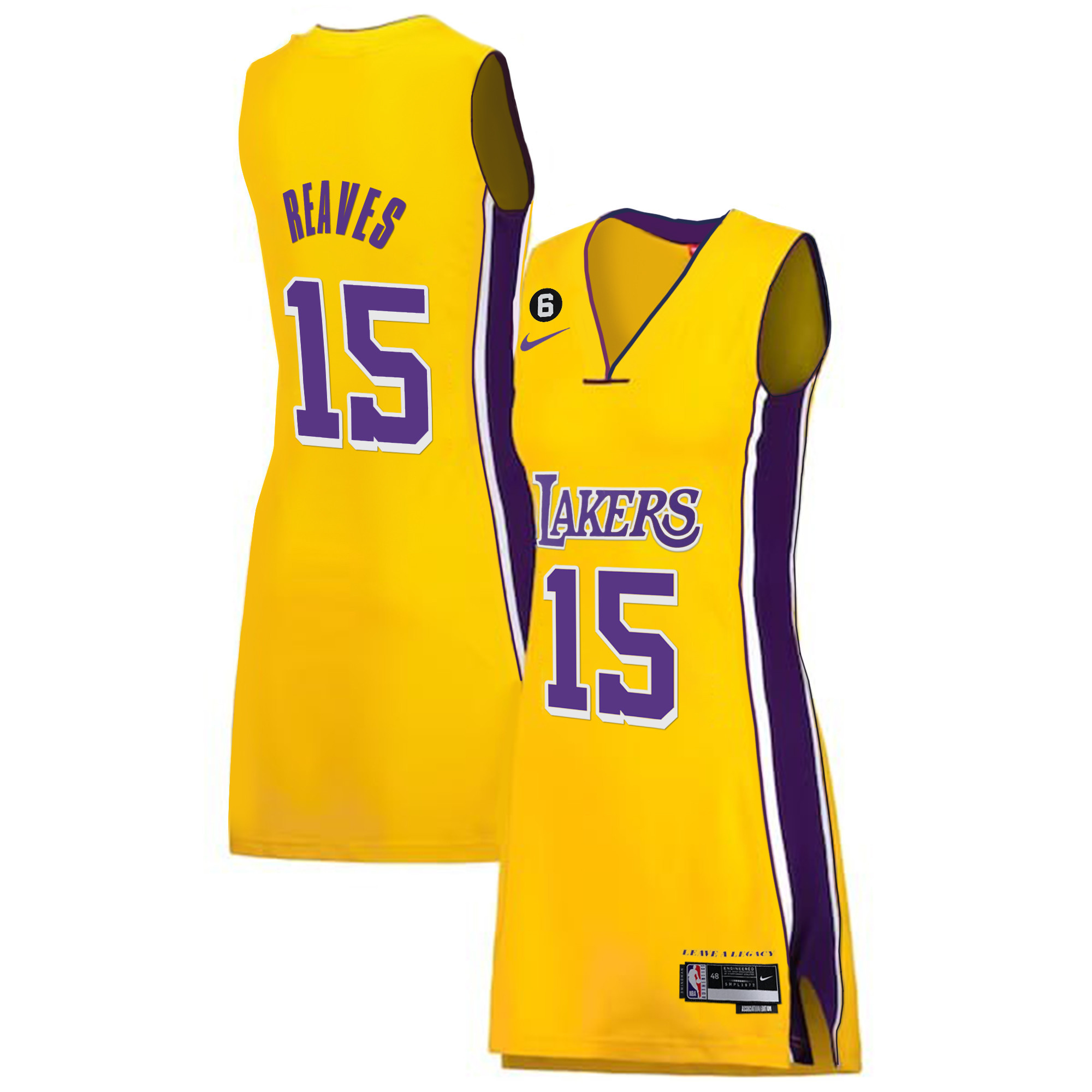 Austin Reaves Women's Los Angeles Lakers Gold & Split Dress Gold Jersey - All Stitched