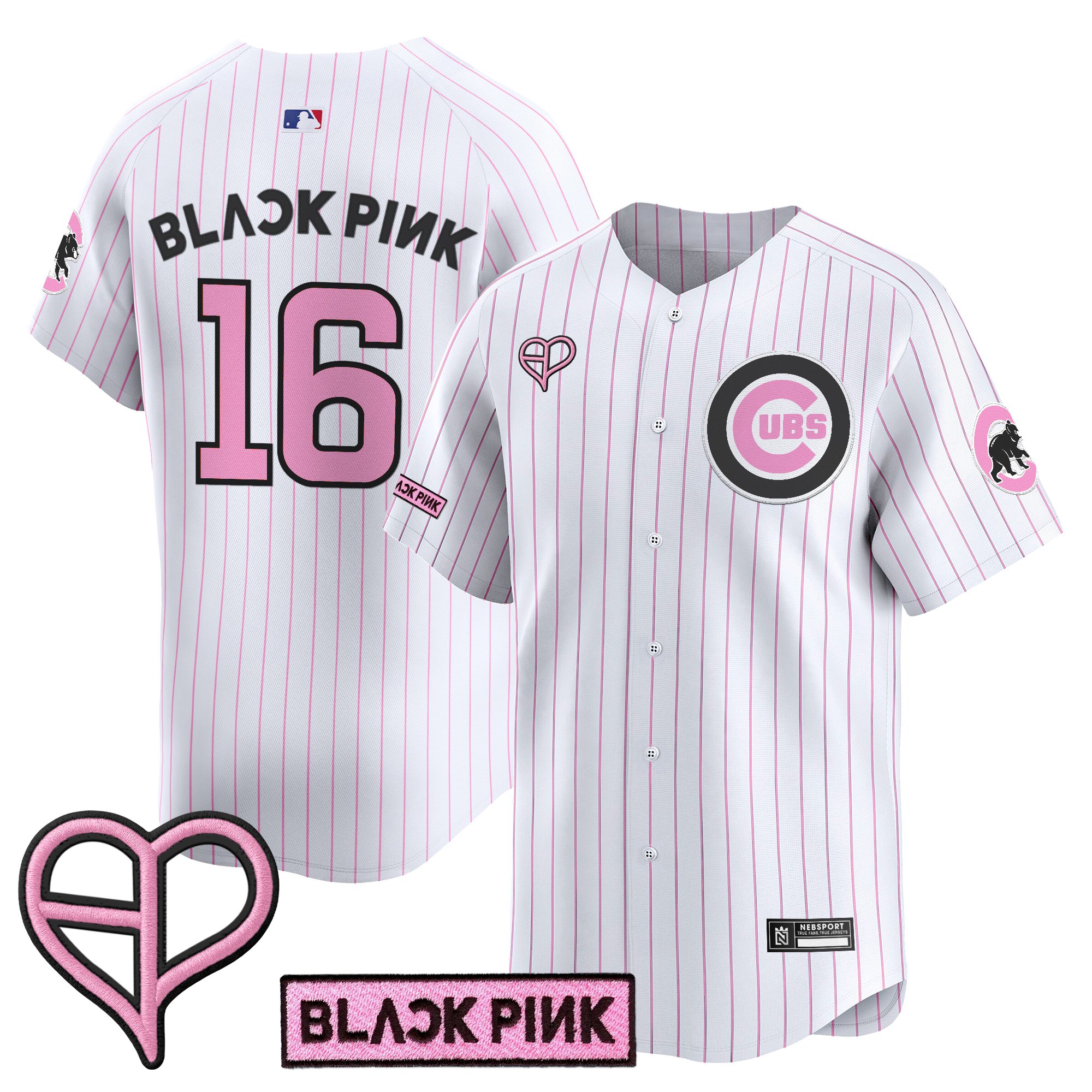 BL??KPI?K Unisex Chicago Cubs x BLACKPINK 2025 Vapor Premier Limited Pinstripe Jersey - All Stitched