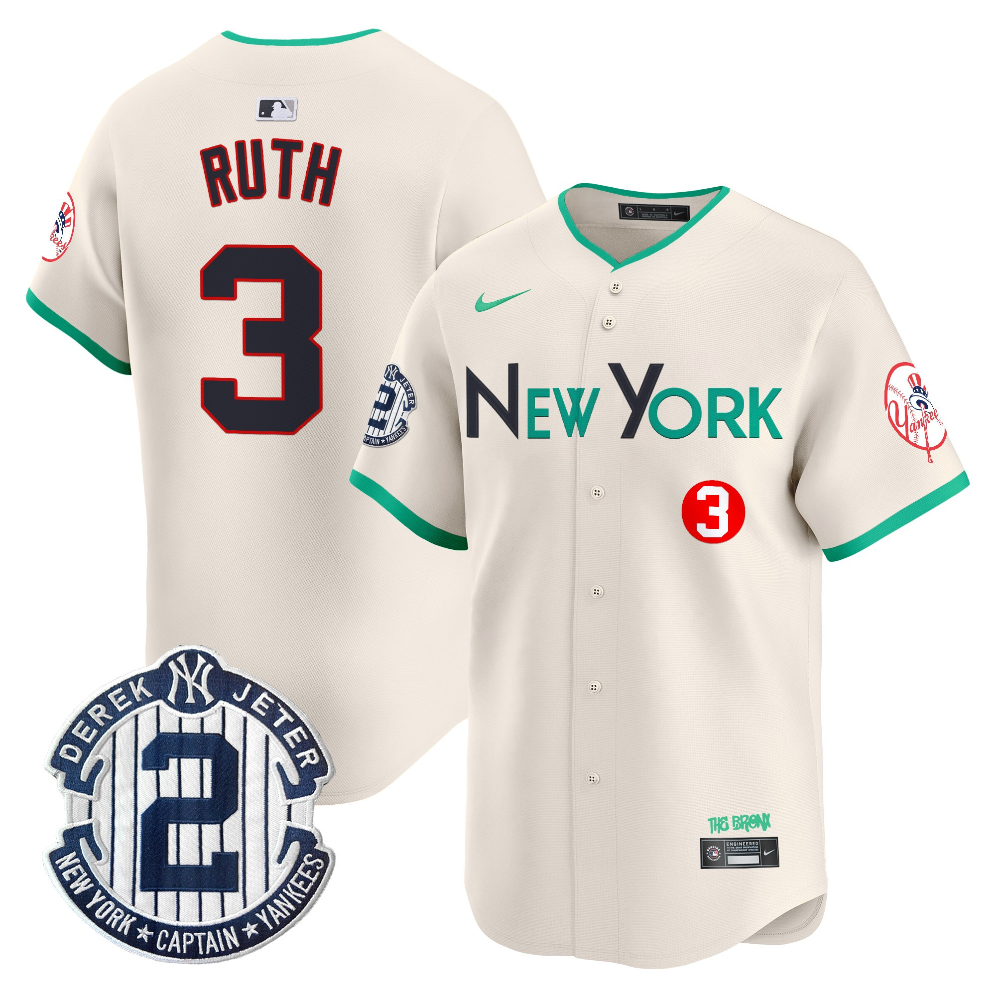 Babe Ruth Men's New York Yankees City Connect Vapor Premier Limited Cream Jersey - All Stitched