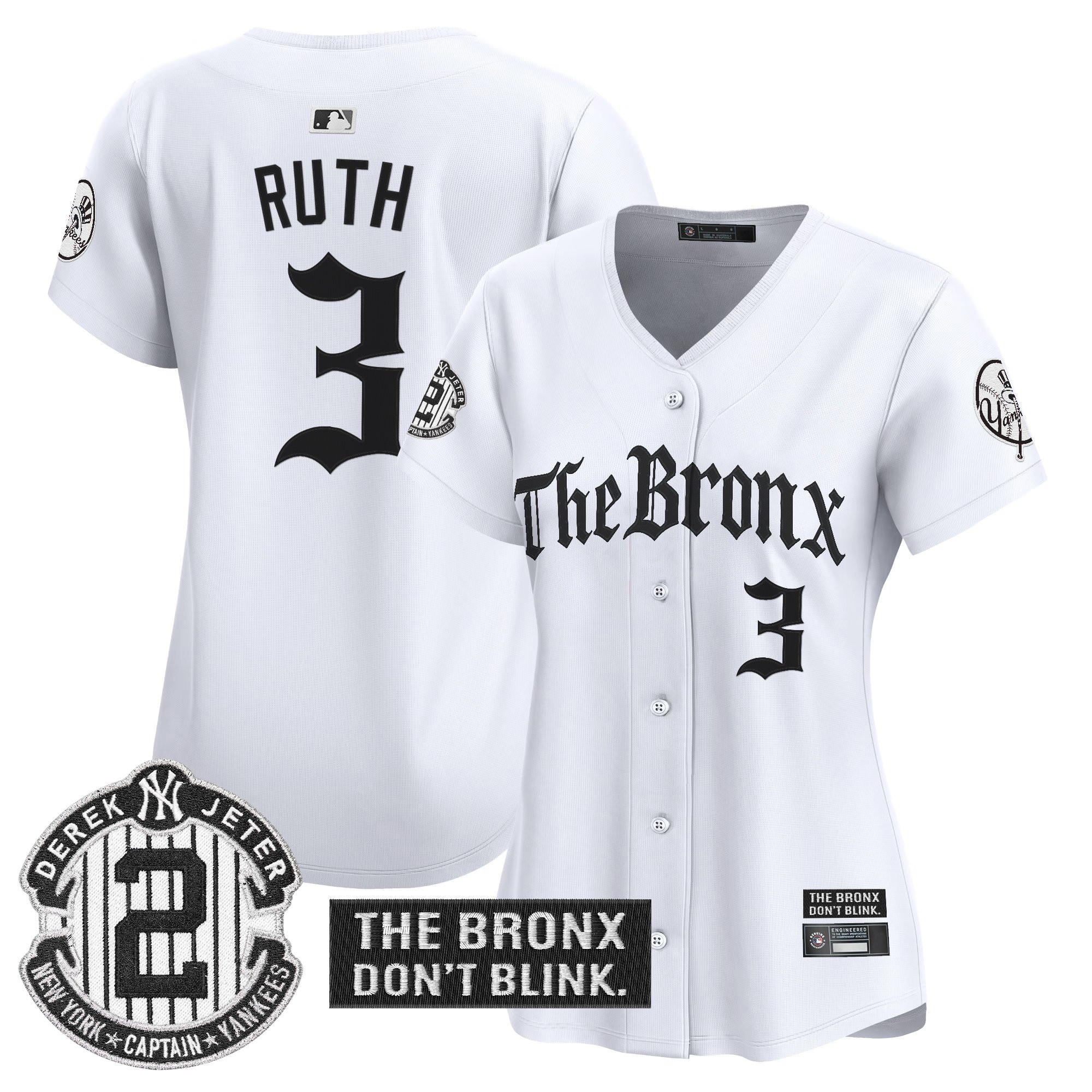 Babe Ruth Women's New York Yankees The Bronx - Gothic Ink Drop Edition Vapor Premier Limited White Jersey - All Stitched
