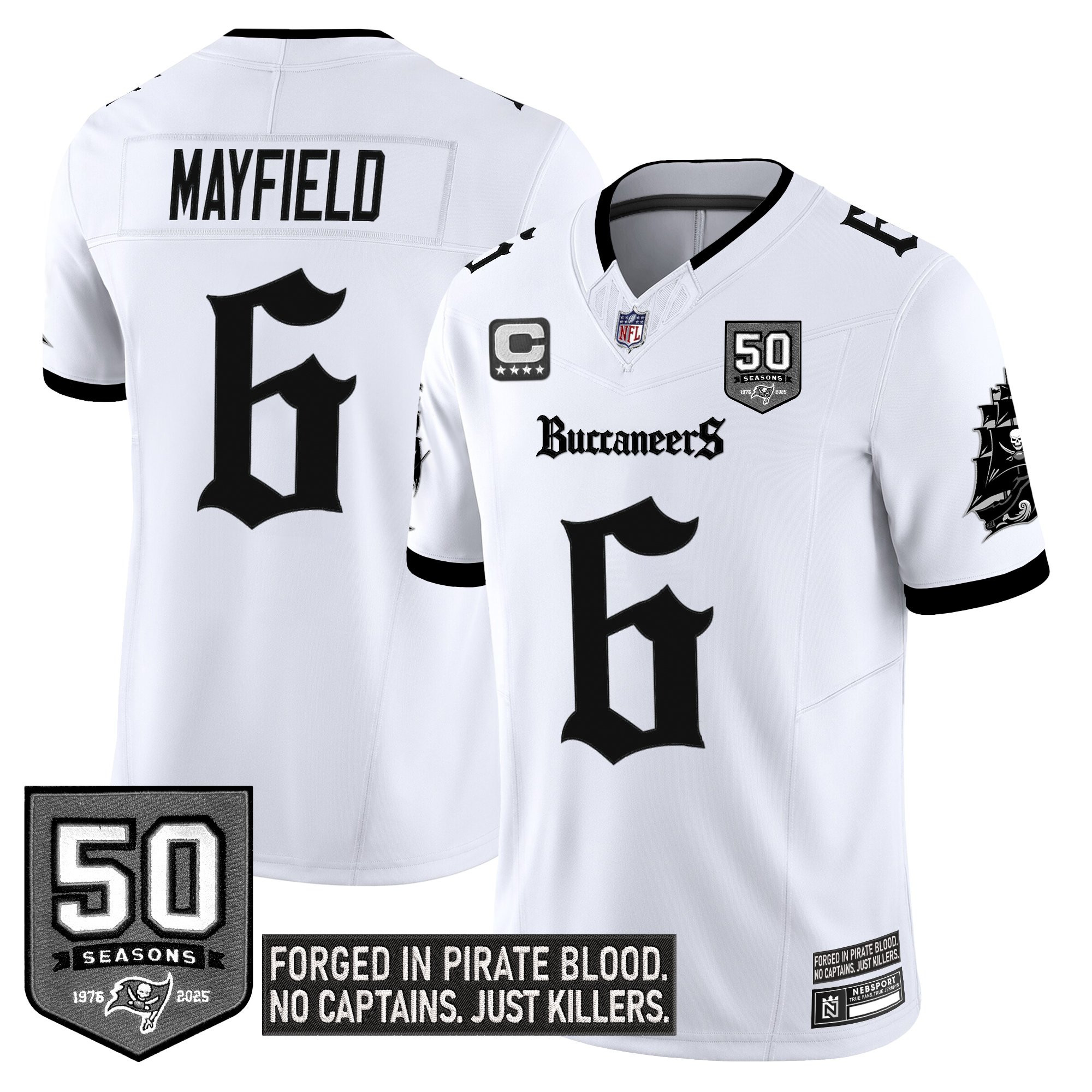 Baker Mayfield Men's Tampa Bay Buccaneers Gothic Pirate Shadows Edition Limited White Jersey - All Stitched