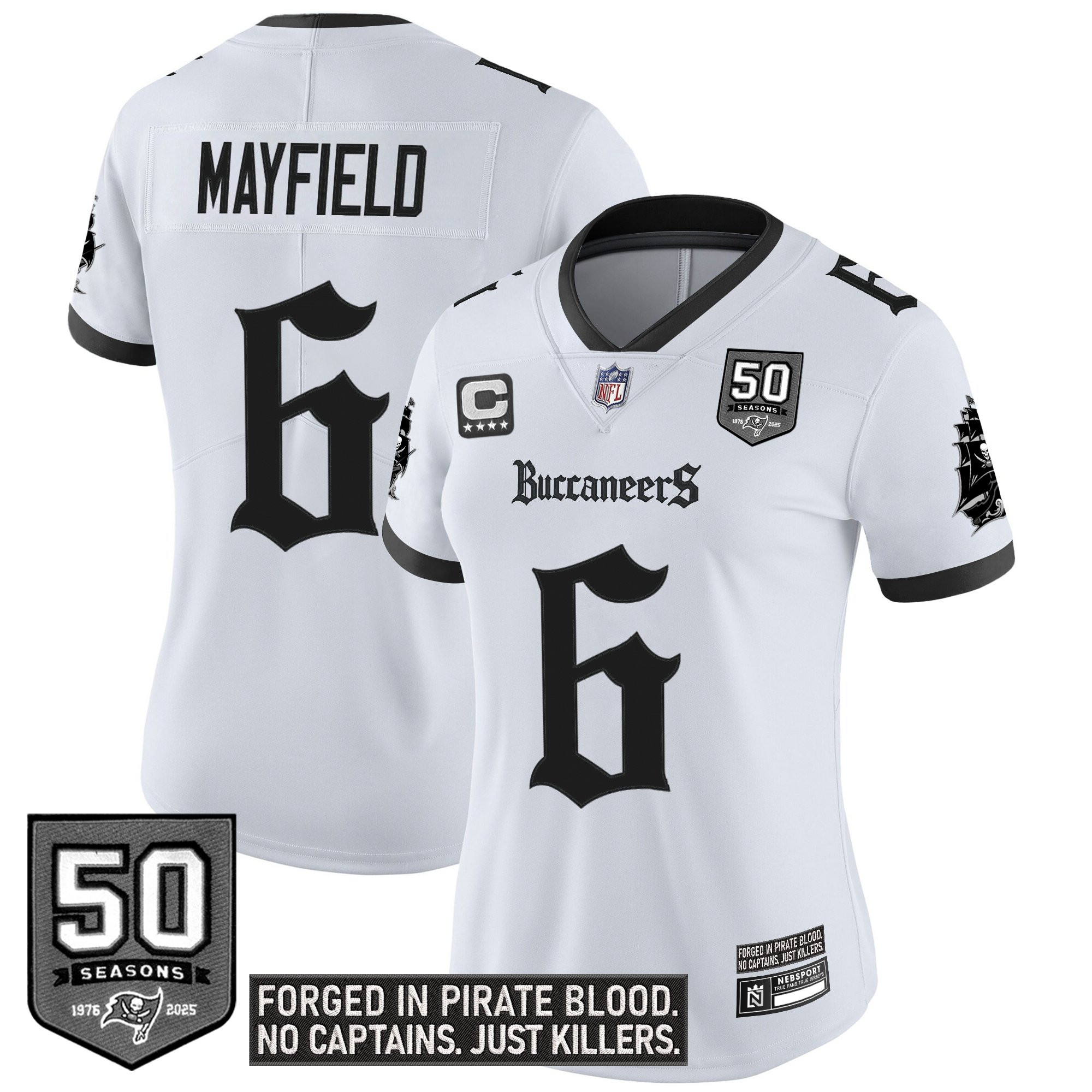 Baker Mayfield Women's Tampa Bay Buccaneers Gothic Pirate Shadows Edition Vapor Limited White Jersey - All Stitched