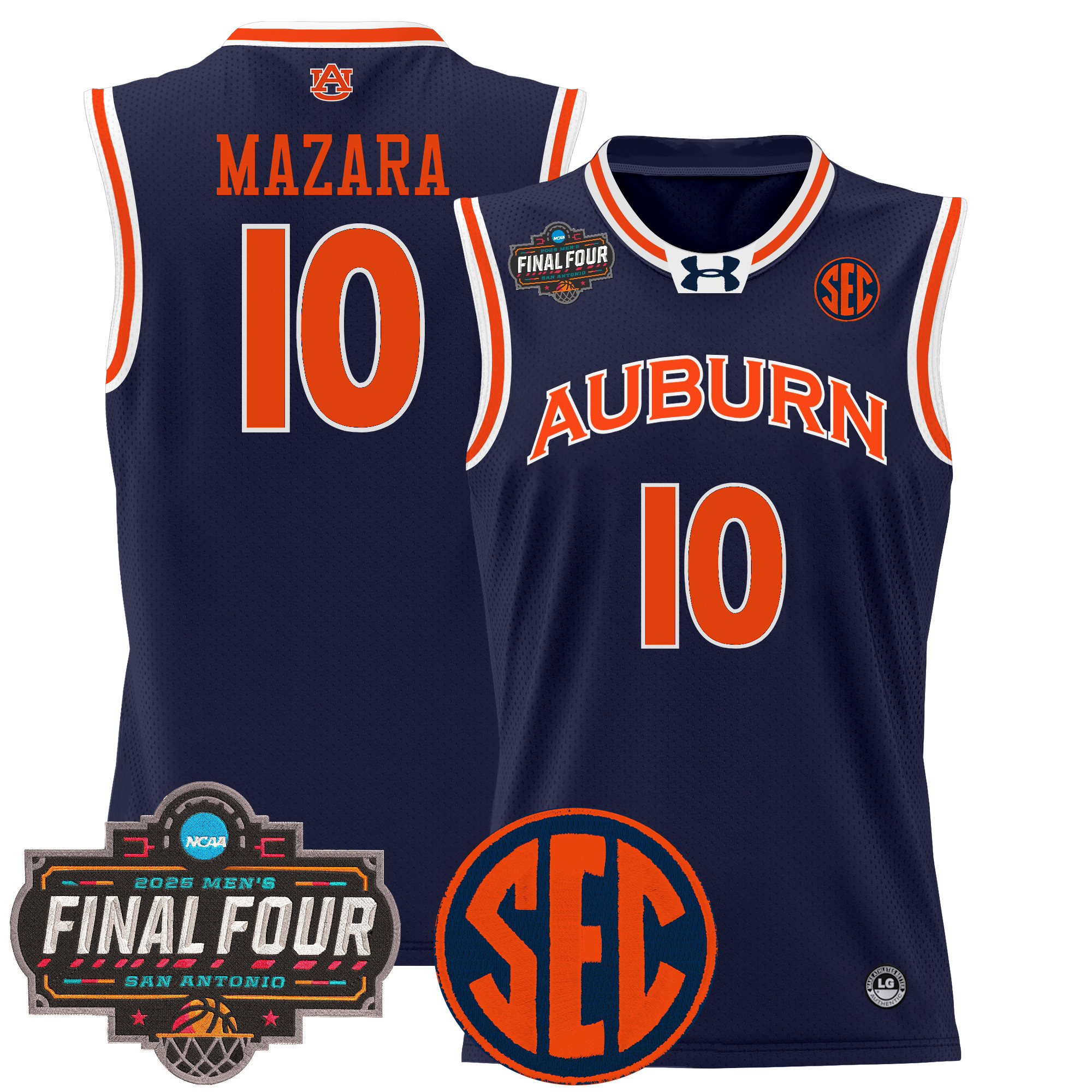 Baker-Mazara Men's Auburn Tigers 2025 Final Four Patch Lightweight Basketball Navy Jersey - All Stitched