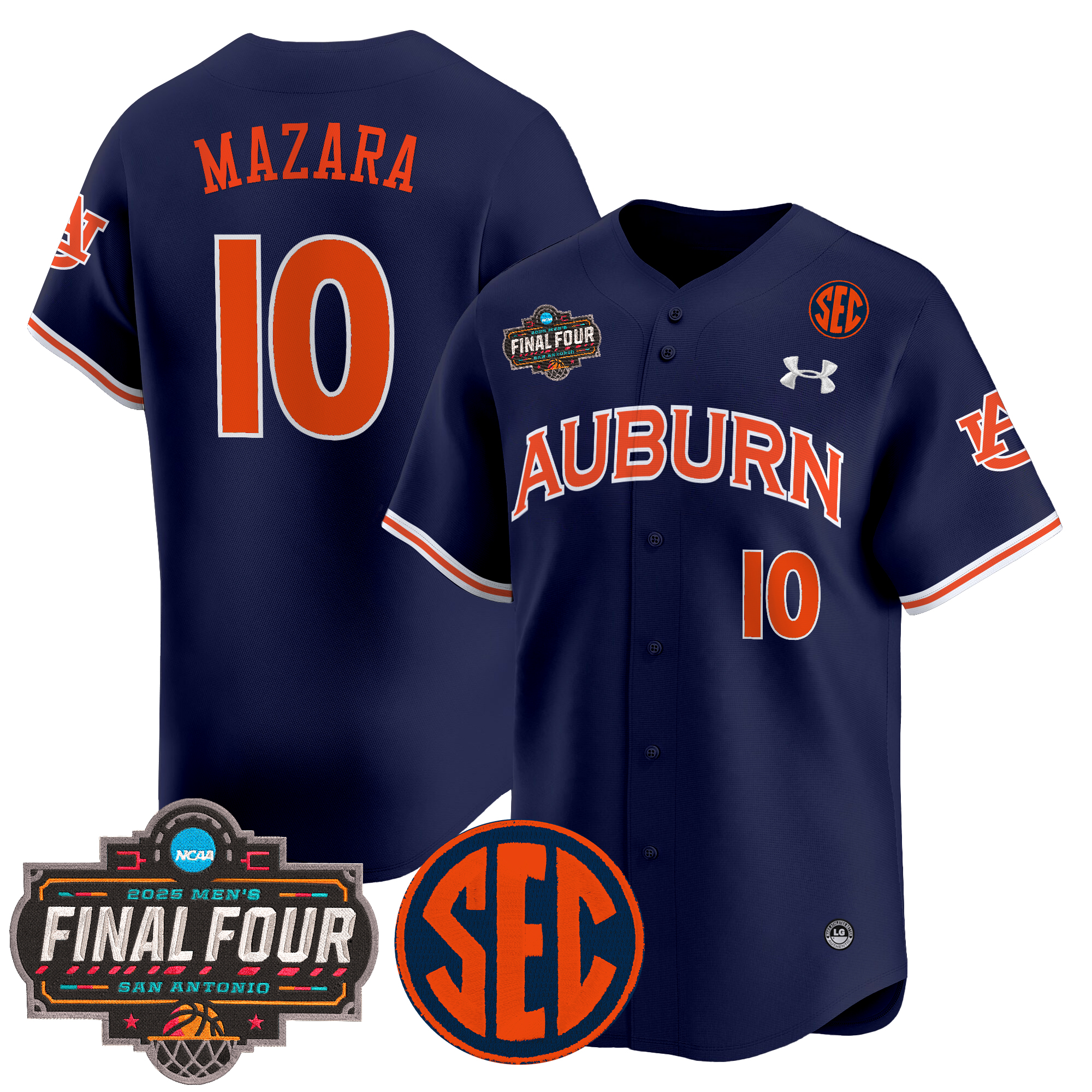 Baker-Mazara Men's Auburn Tigers 2025 Final Four Patch Vapor Baseball Navy Jersey - All Stitched