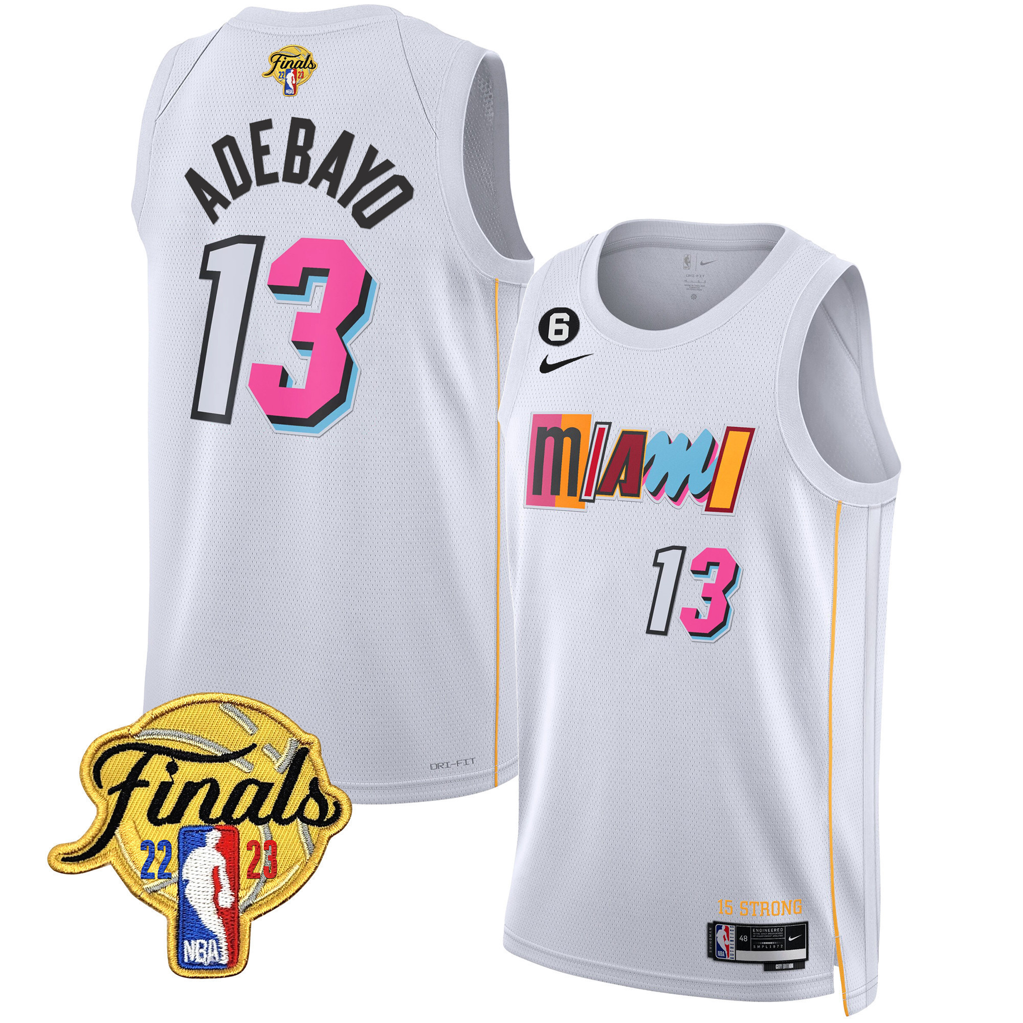 Bam Adebayo Men's Miami Heat 2023 Finals Patch Collection City White Jersey V2 - All Stitched