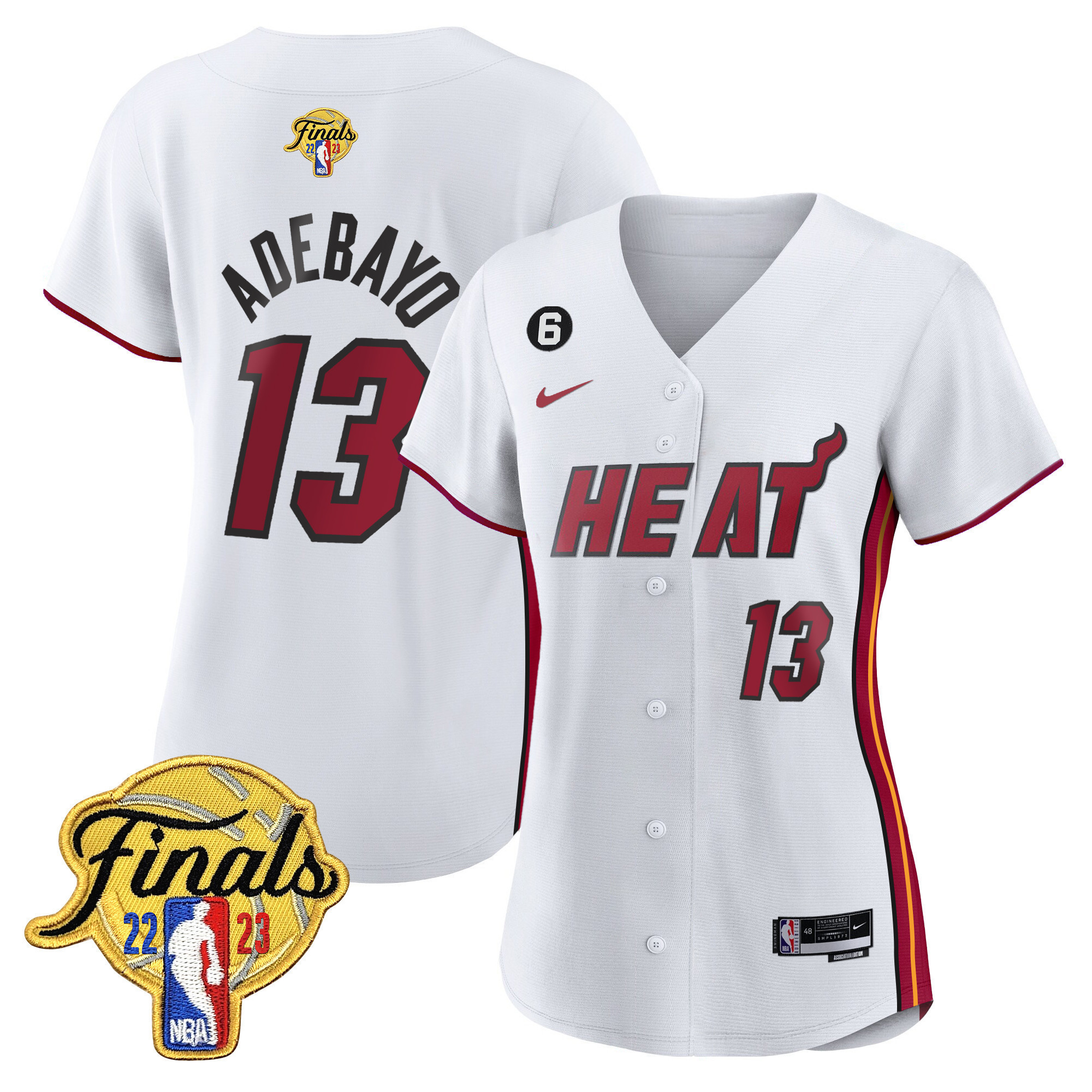 Bam Adebayo Women's Miami Heat 2023 Finals Baseball Cool Base Association Jersey - All Stitched