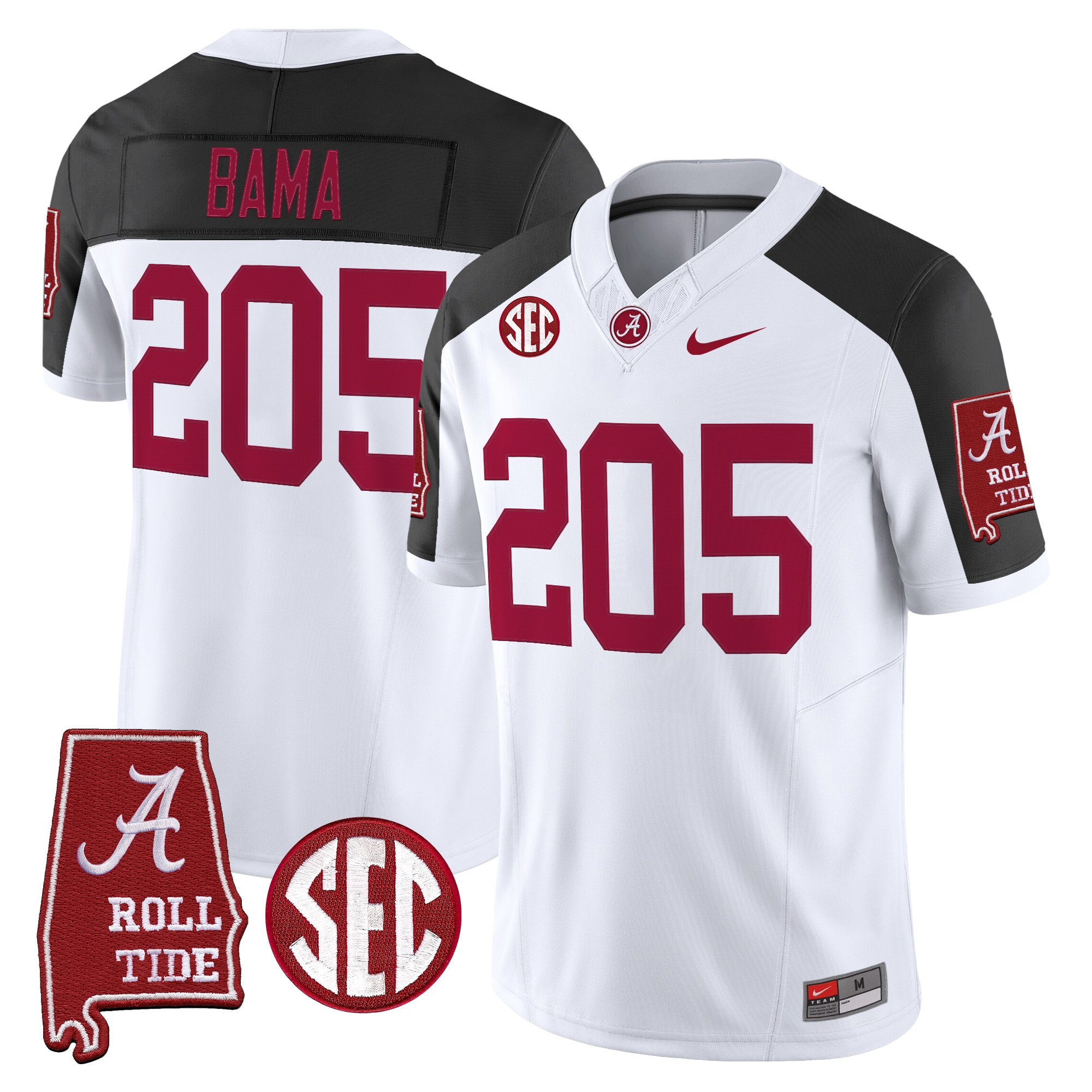 Bama 205 Men's Alabama Crimson Tide 2025 Vapor Limited Inverted Jersey - Alabama Map - All Stitched
