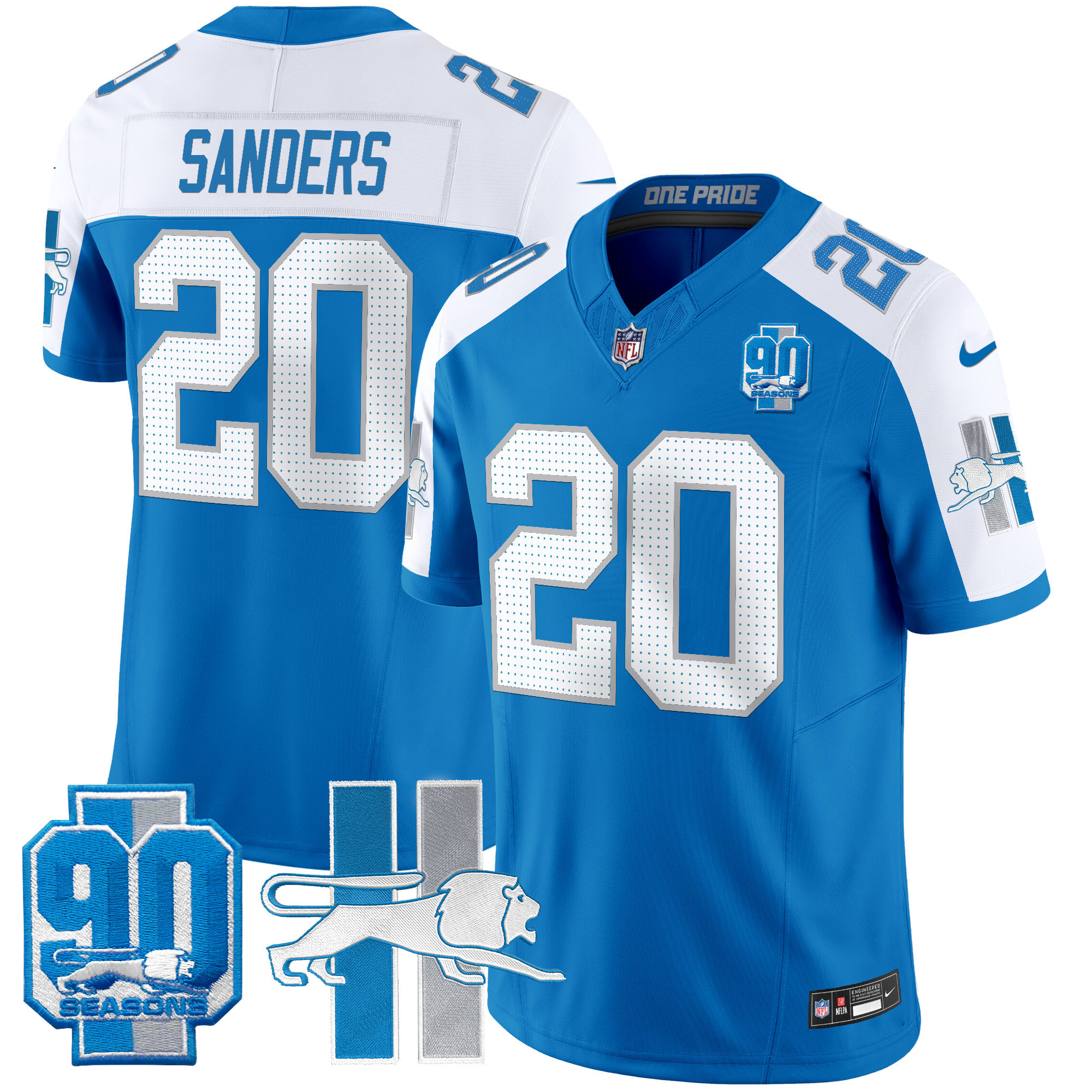 Barry Sanders Men's Detroit Lions 1946 Throwback Vapor Limited Blue Alternate Jersey - All Stitched