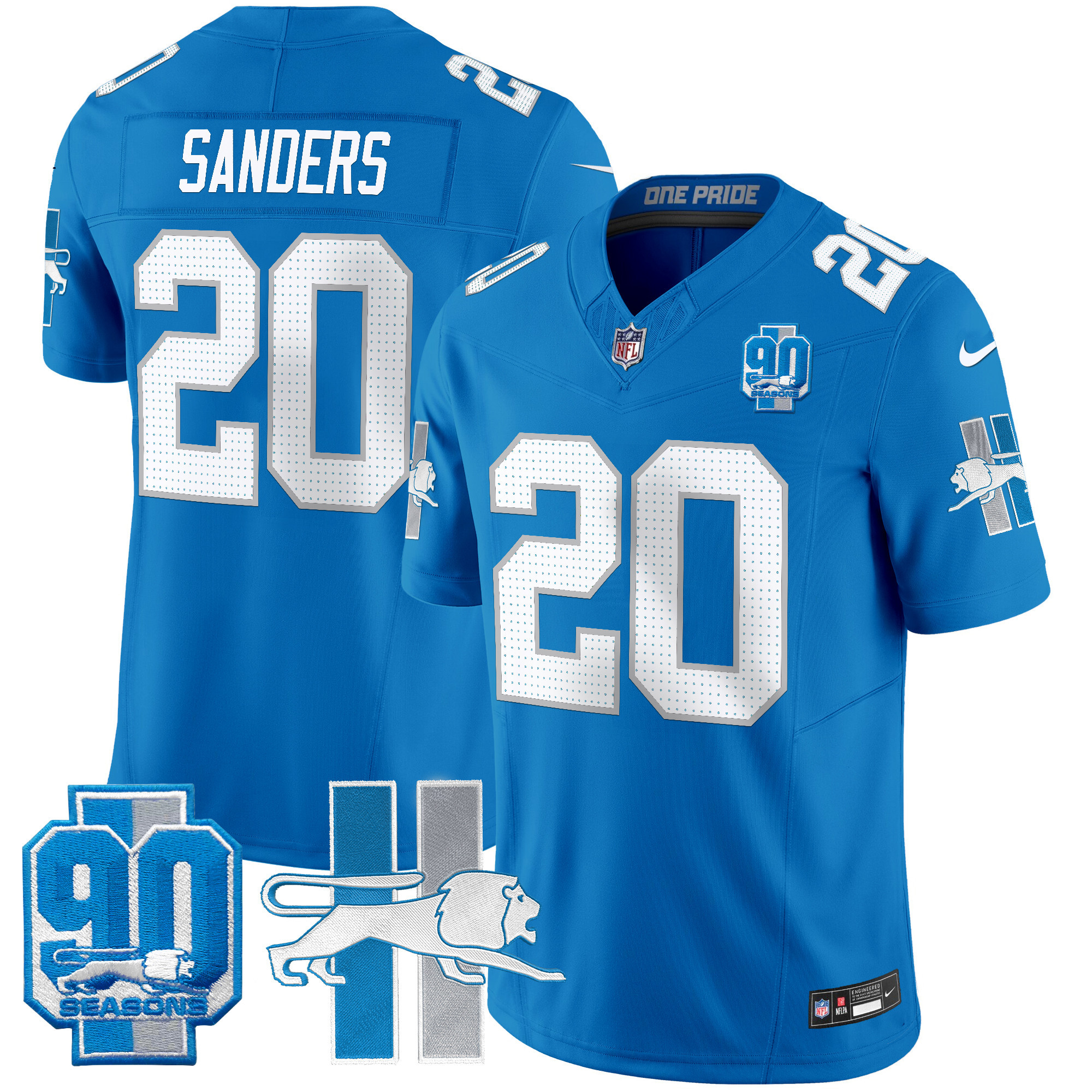 Barry Sanders Men's Detroit Lions 1946 Throwback Vapor Limited Blue Jersey - All Stitched