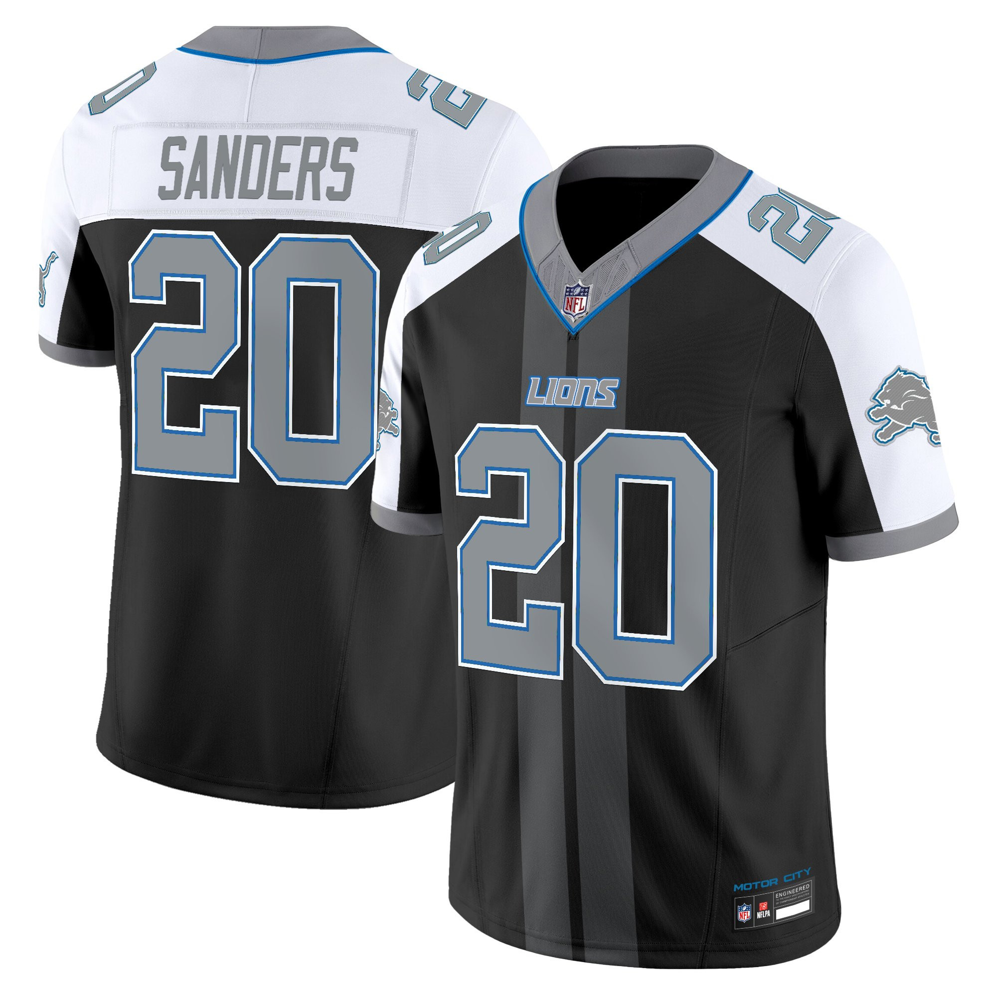 Barry Sanders Men's Detroit Lions Motor City Racing Edition Vapor Limited Black Alternate Jersey - All Stitched