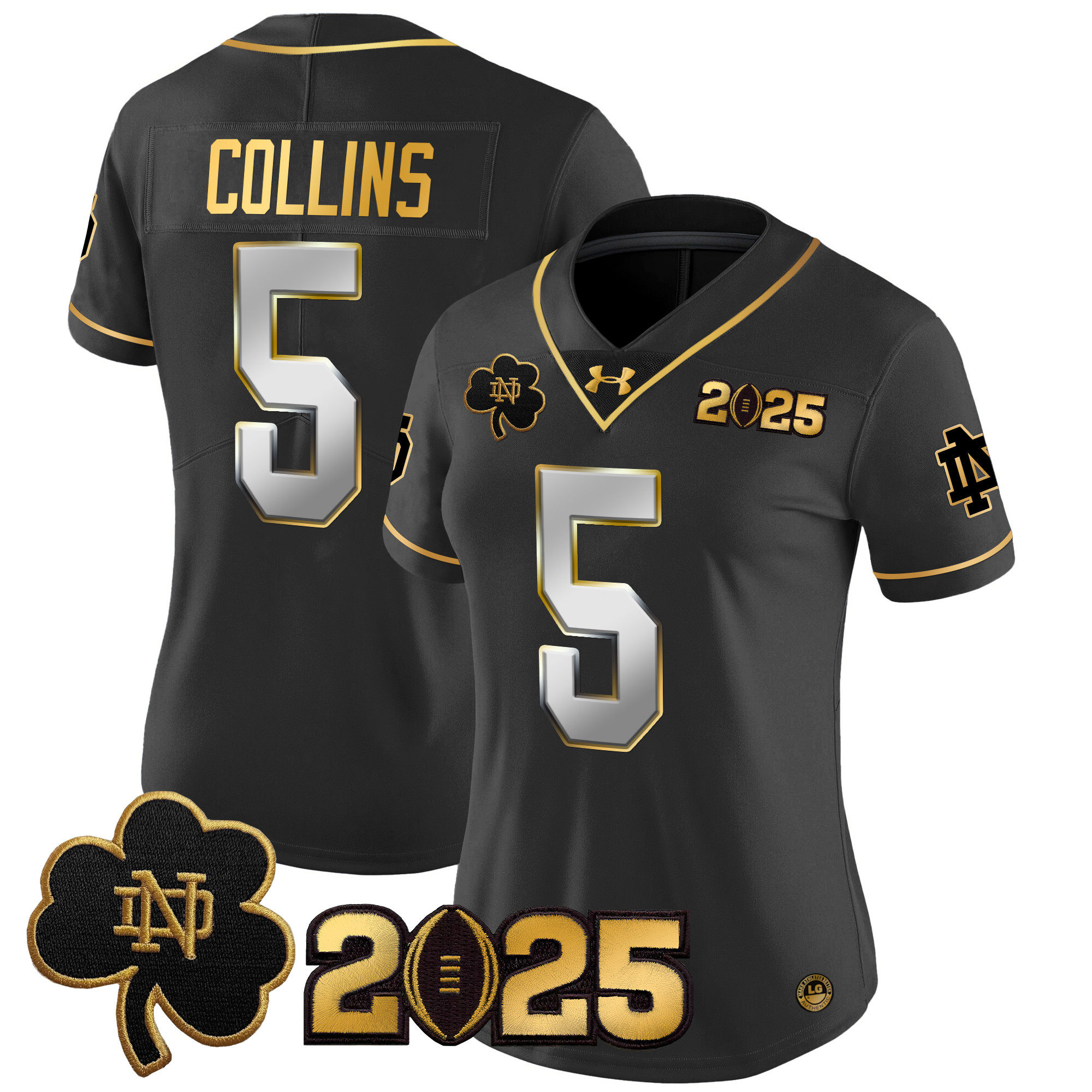 Beaux Collins Women's Notre Dame Fighting Irish 2025 CFP Final Patch Gold Vapor Limited Black Limited Jersey - All Stitched