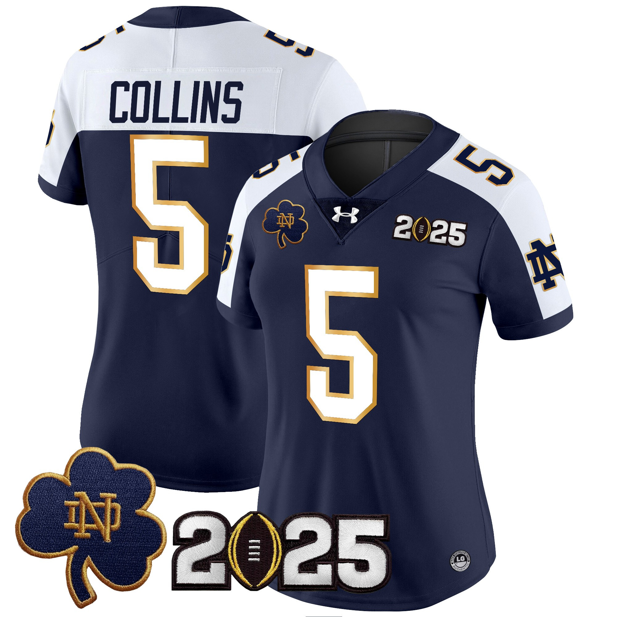 Beaux Collins Women's Notre Dame Fighting Irish 2025 CFP Final Patch Vapor Limited Navy Alternate Jersey - All Stitched