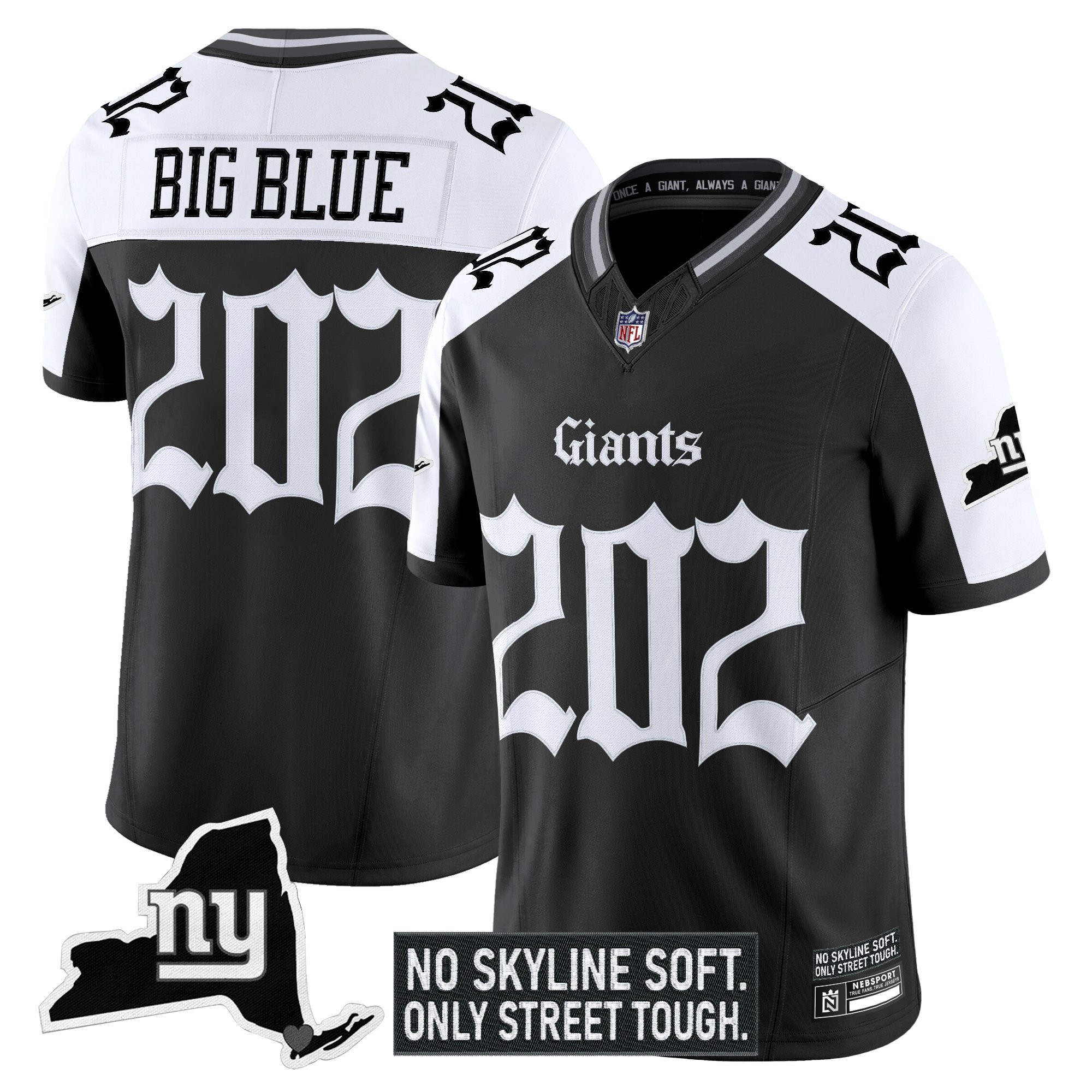 Big Blue 202 Men's New York Giants Gothic Gotham Edition Vapor Limited Alternate Jersey - All Stitched