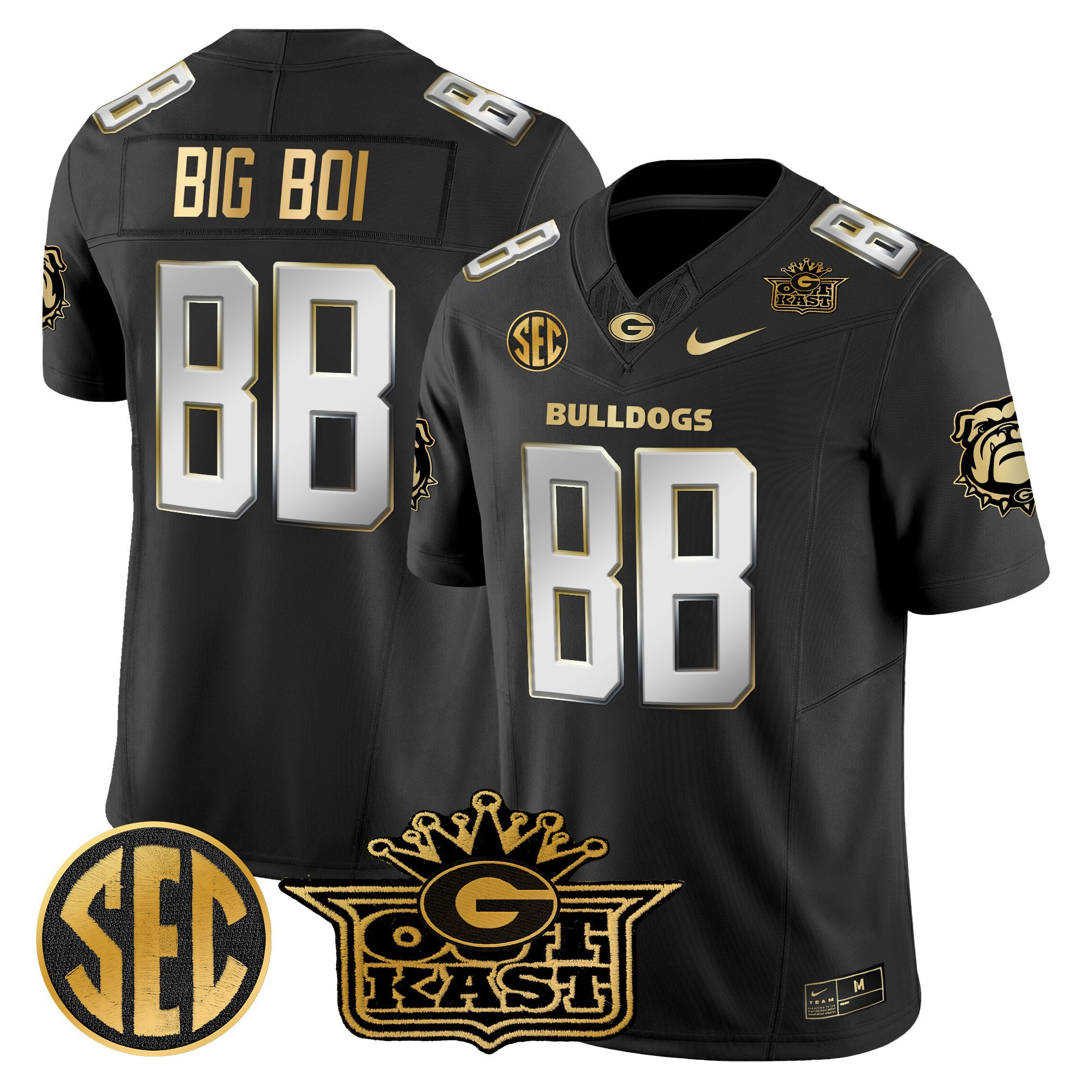 Big Boi Men's Outkast x Georgia Bulldogs Gold Vapor Limited Black Limited Jersey - All stitched