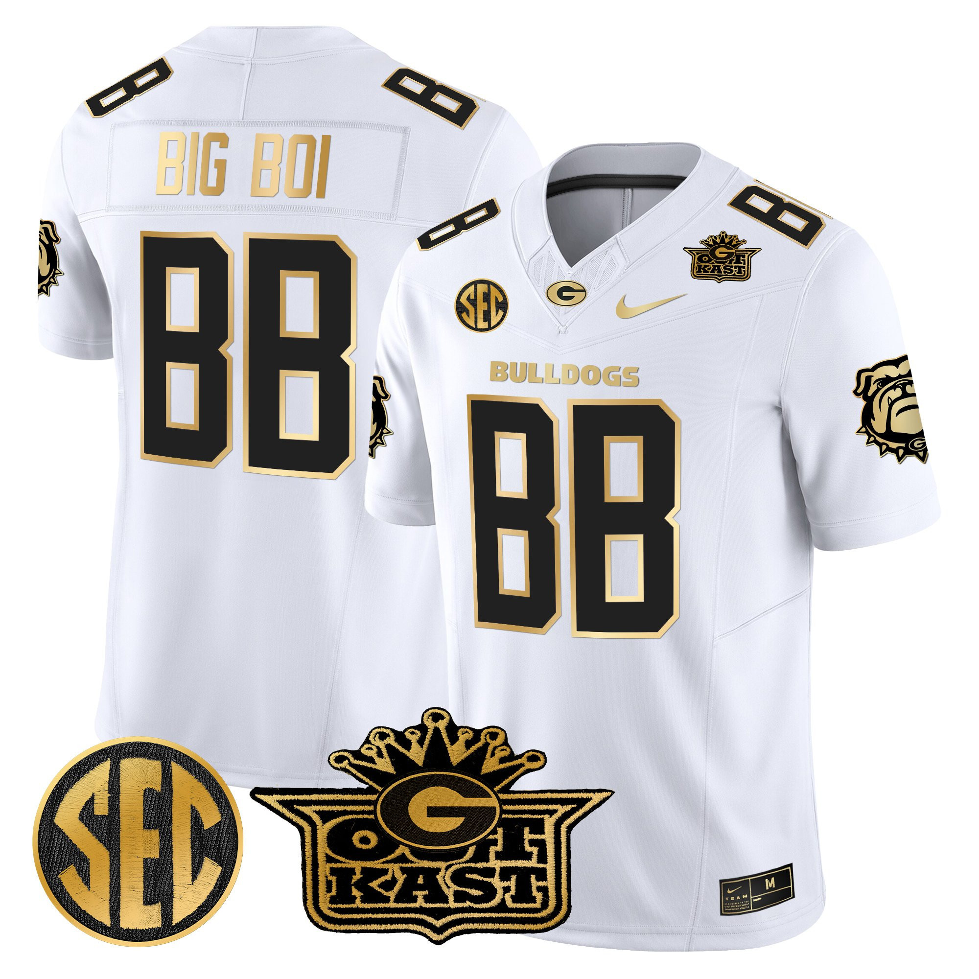 Big Boi Men's Outkast x Georgia Bulldogs Gold Vapor Limited White Gold Jersey - All stitched